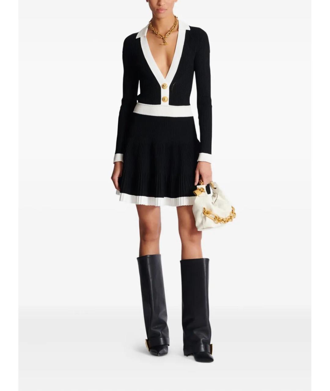 BALMAIN Черное вискозное коктейльное платье, фото 2