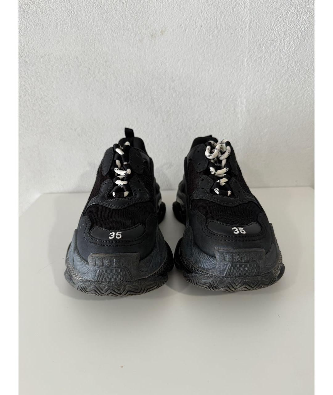 BALENCIAGA Черные кожаные кроссовки, фото 2