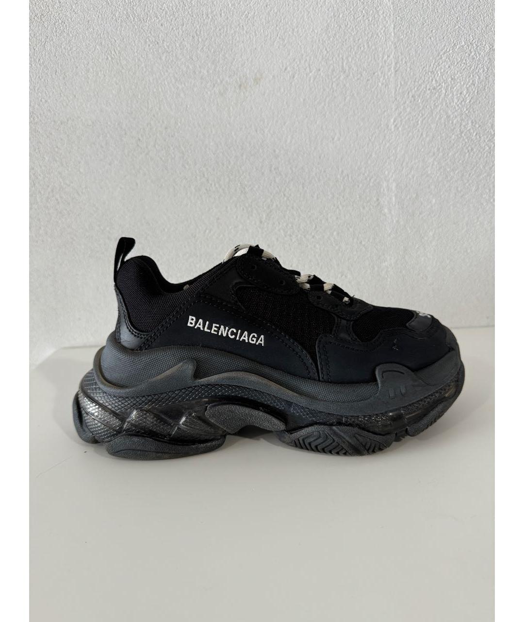 BALENCIAGA Черные кожаные кроссовки, фото 5