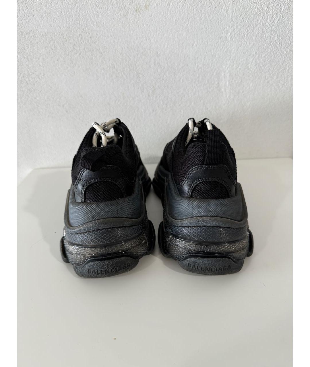 BALENCIAGA Черные кожаные кроссовки, фото 4