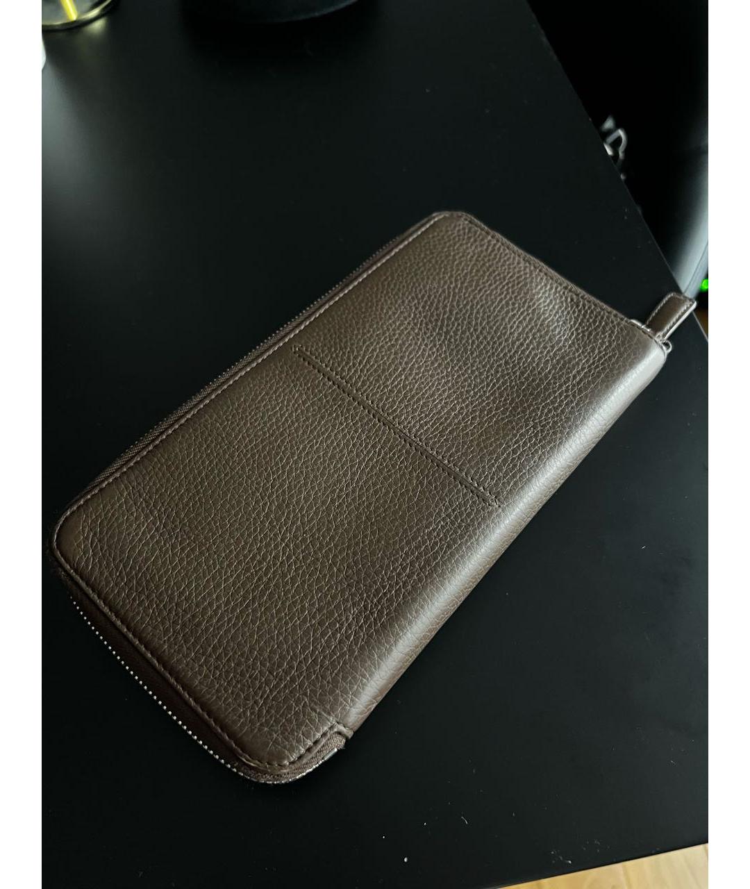 ERMENEGILDO ZEGNA XXX Коричневый кожаный кошелек, фото 2