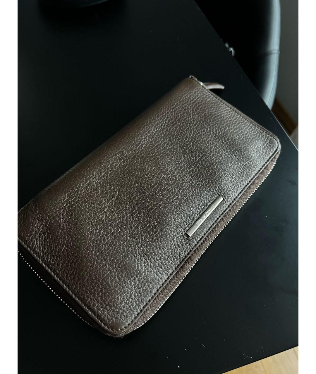 ERMENEGILDO ZEGNA XXX Коричневый кожаный кошелек, фото 5
