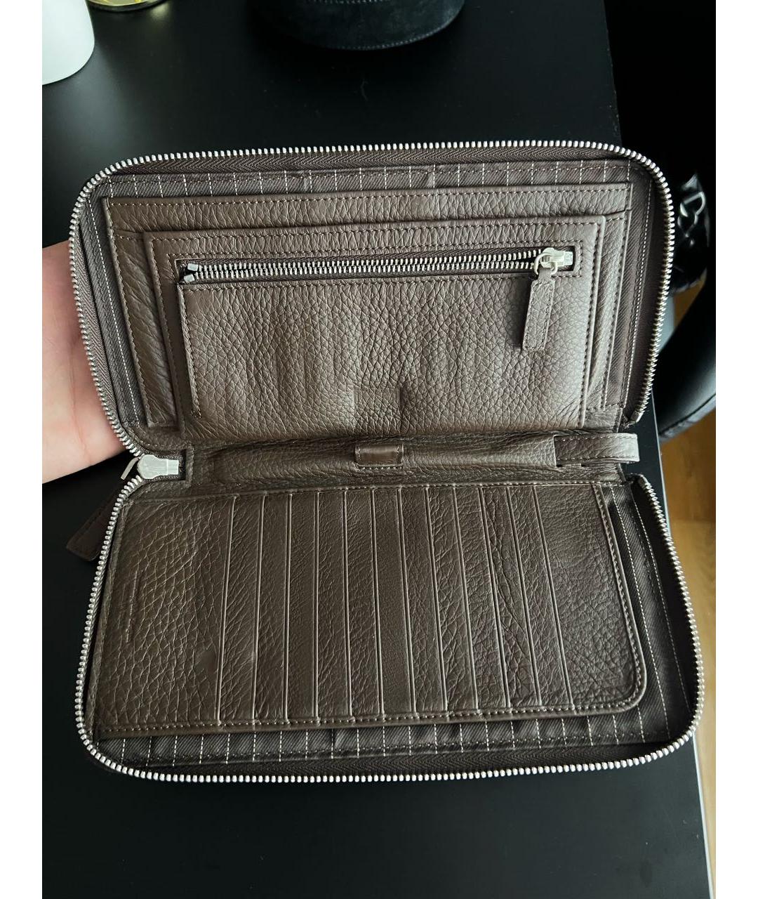 ERMENEGILDO ZEGNA XXX Коричневый кожаный кошелек, фото 3