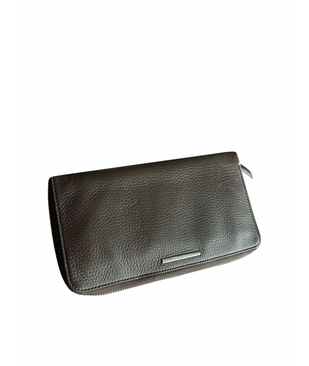 ERMENEGILDO ZEGNA XXX Коричневый кожаный кошелек, фото 1