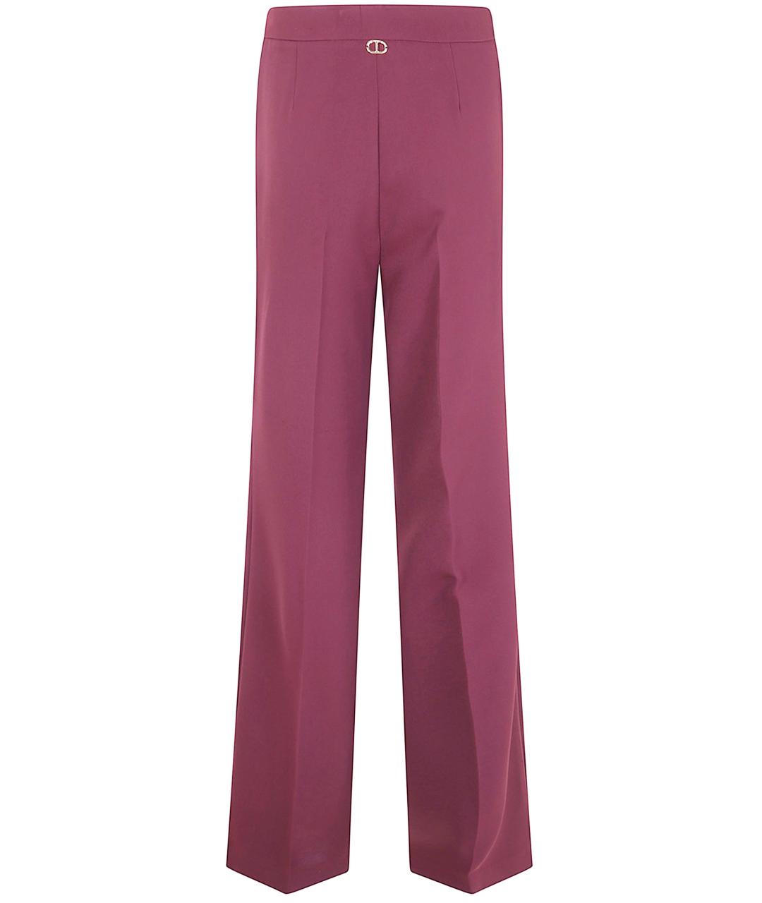 TWIN-SET Розовые полиэстеровые прямые брюки, фото 2