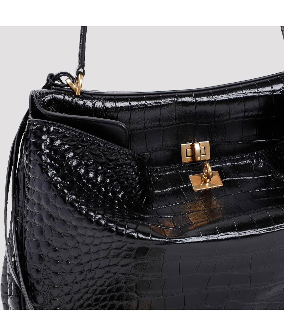 BALENCIAGA Черная кожаная сумка с короткими ручками, фото 4