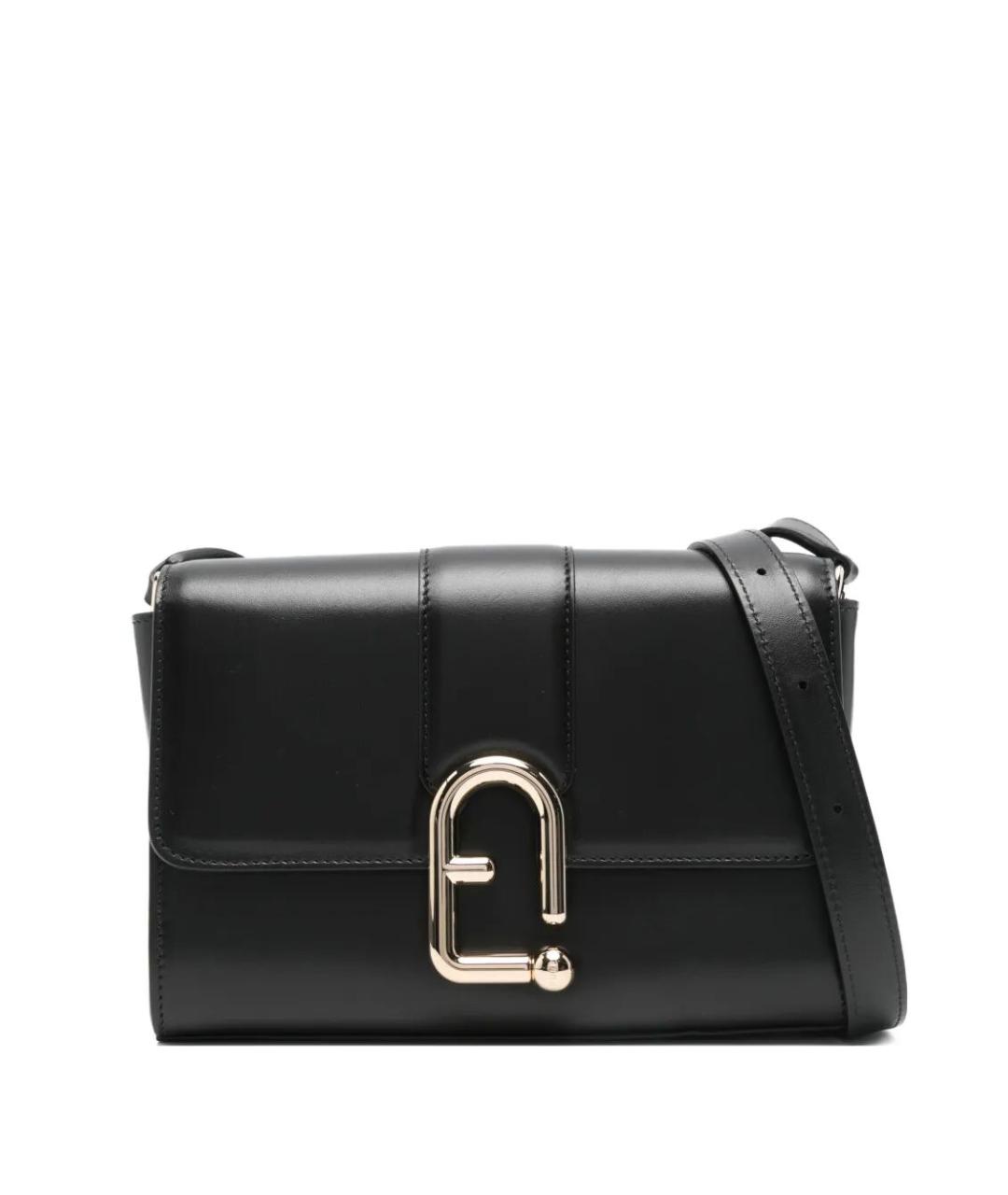 FURLA Черная кожаная сумка с короткими ручками, фото 1