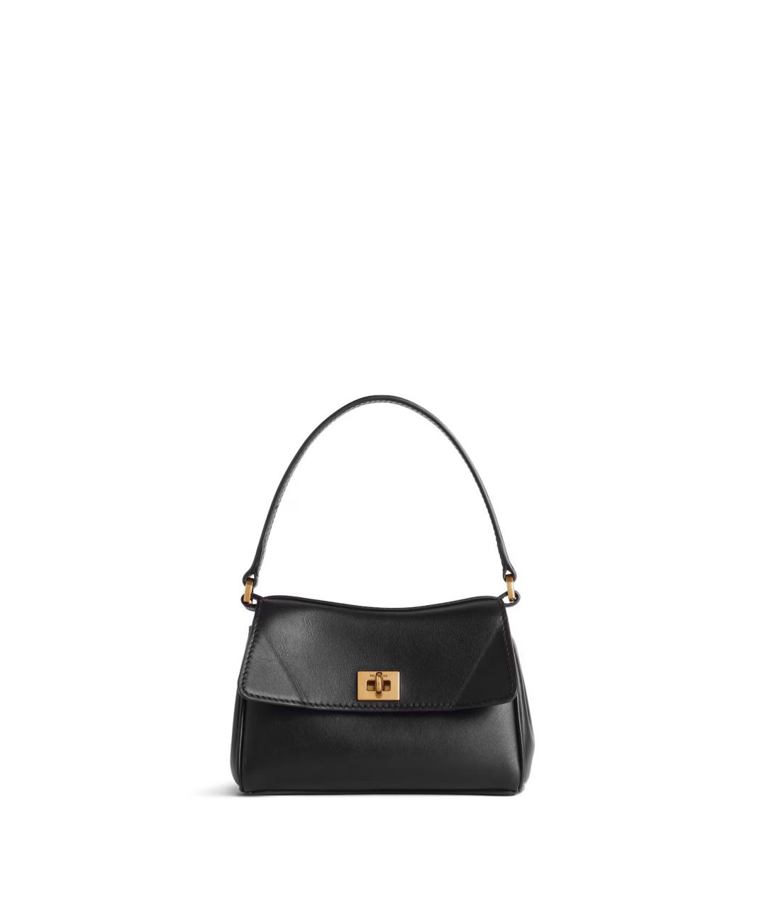 BALENCIAGA Черная кожаная сумка с короткими ручками, фото 1
