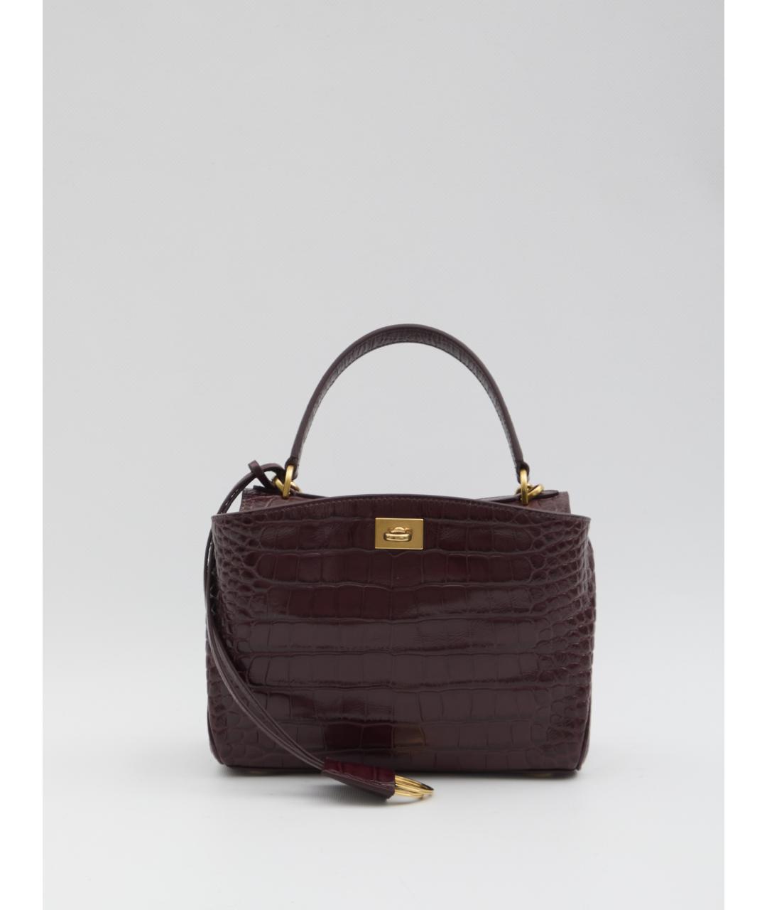 BALENCIAGA Бордовая кожаная сумка тоут, фото 5