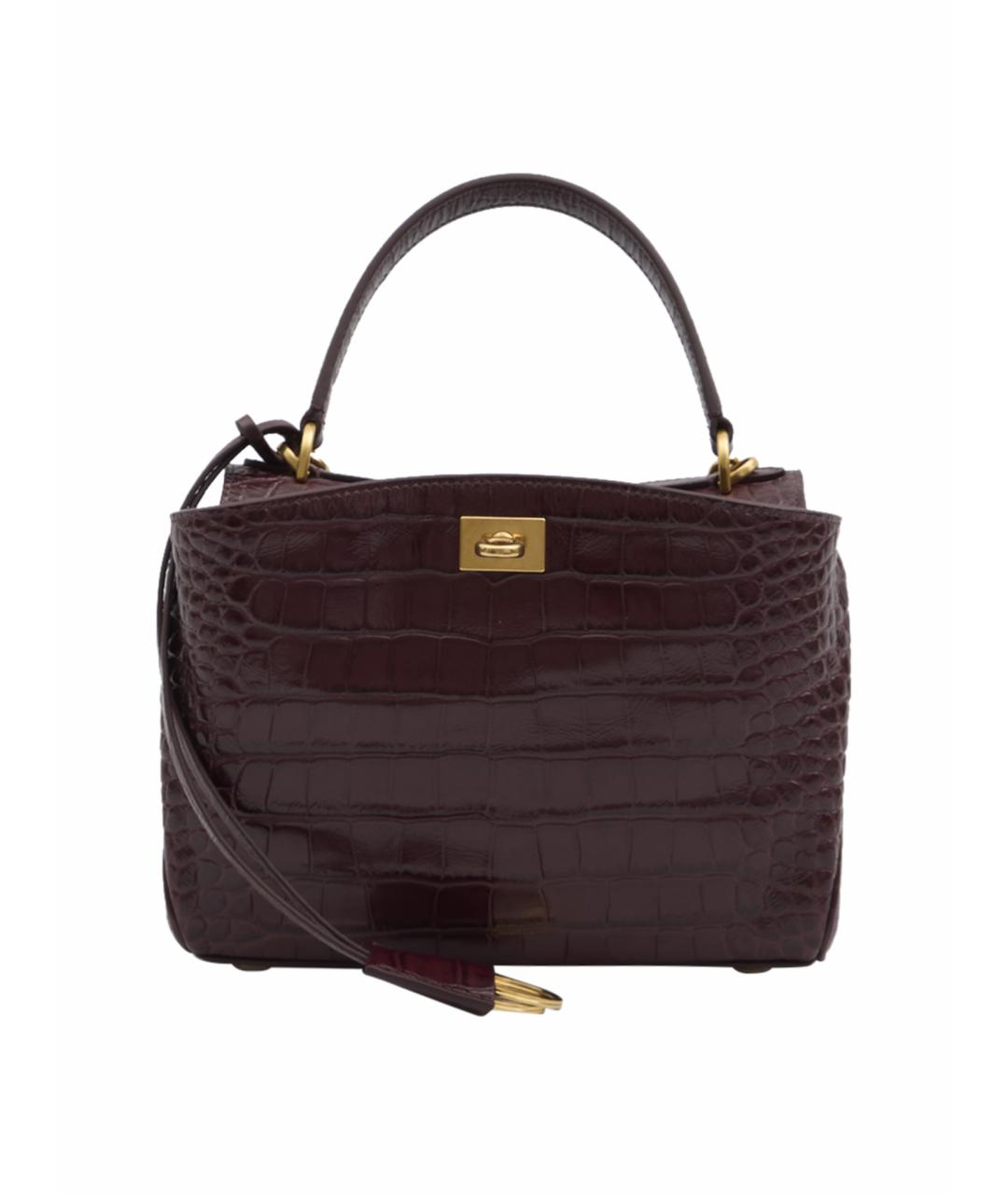 BALENCIAGA Бордовая кожаная сумка тоут, фото 1