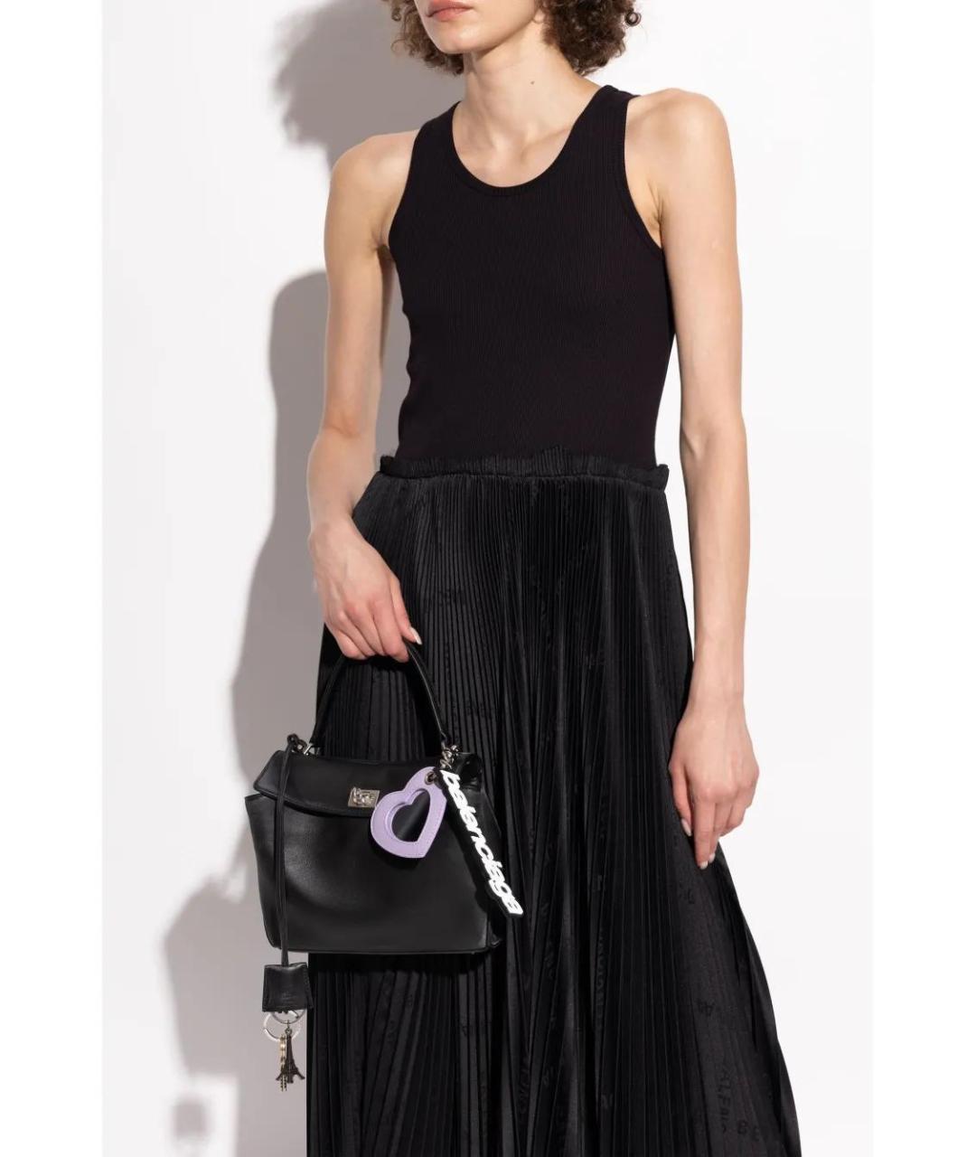 BALENCIAGA Черная кожаная сумка через плечо, фото 2