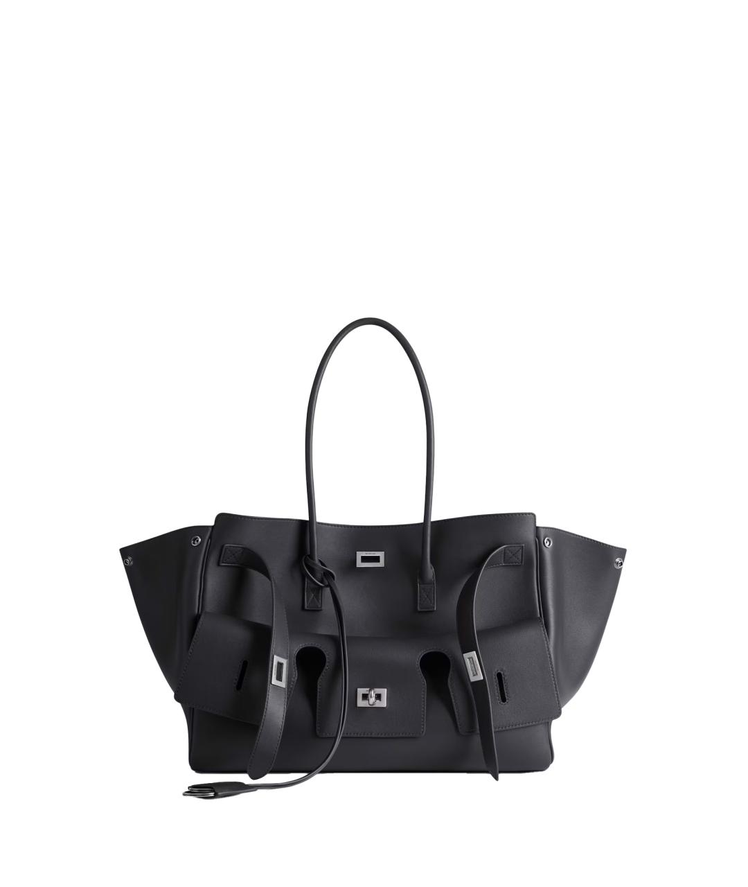BALENCIAGA Черная кожаная сумка тоут, фото 1