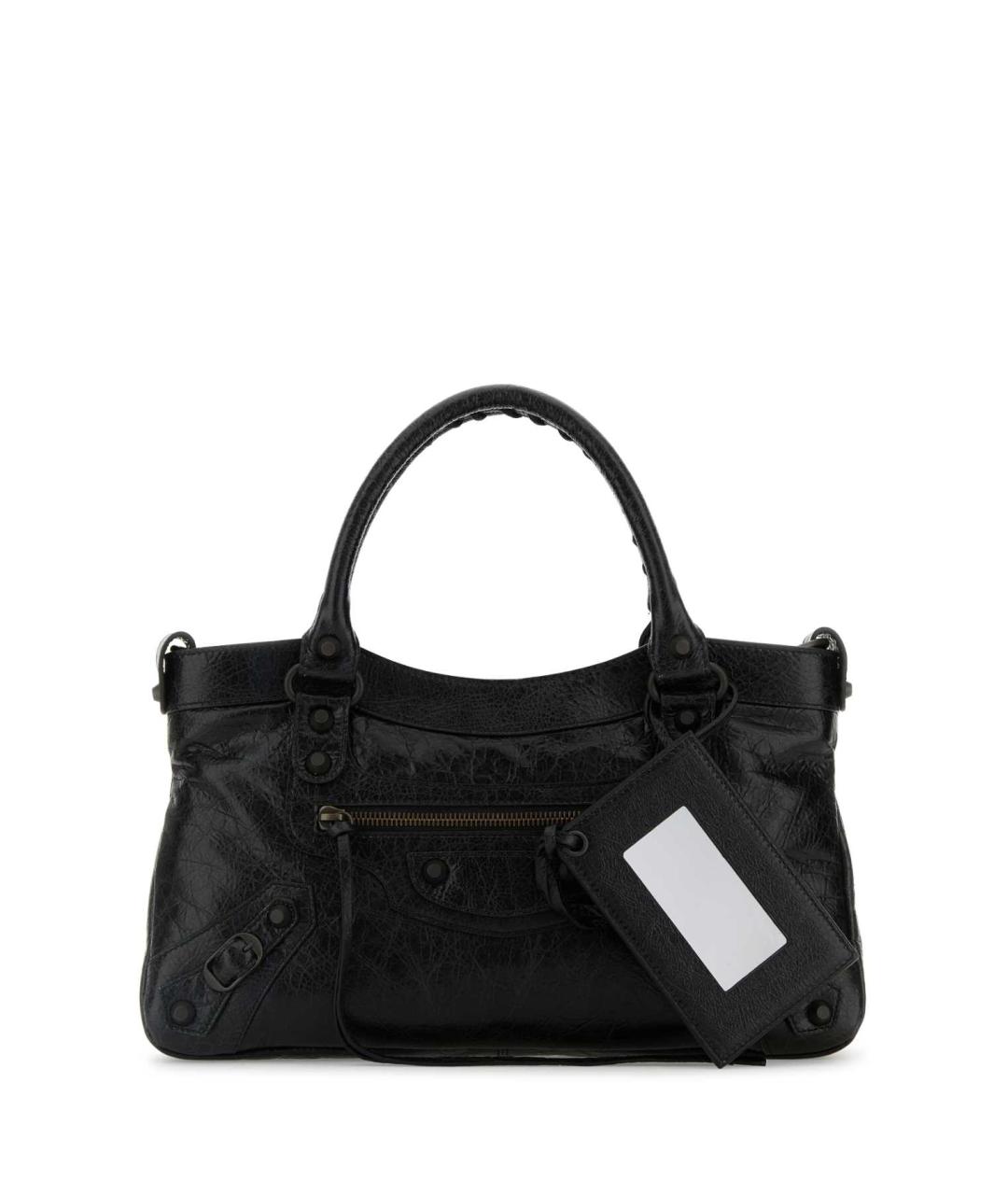 BALENCIAGA Черная кожаная сумка с короткими ручками, фото 1