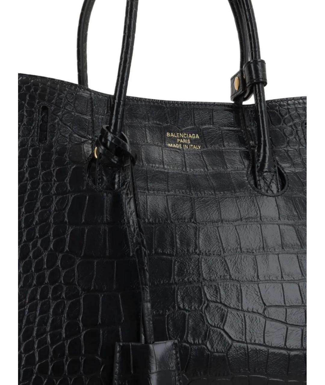 BALENCIAGA Черная кожаная сумка тоут, фото 4