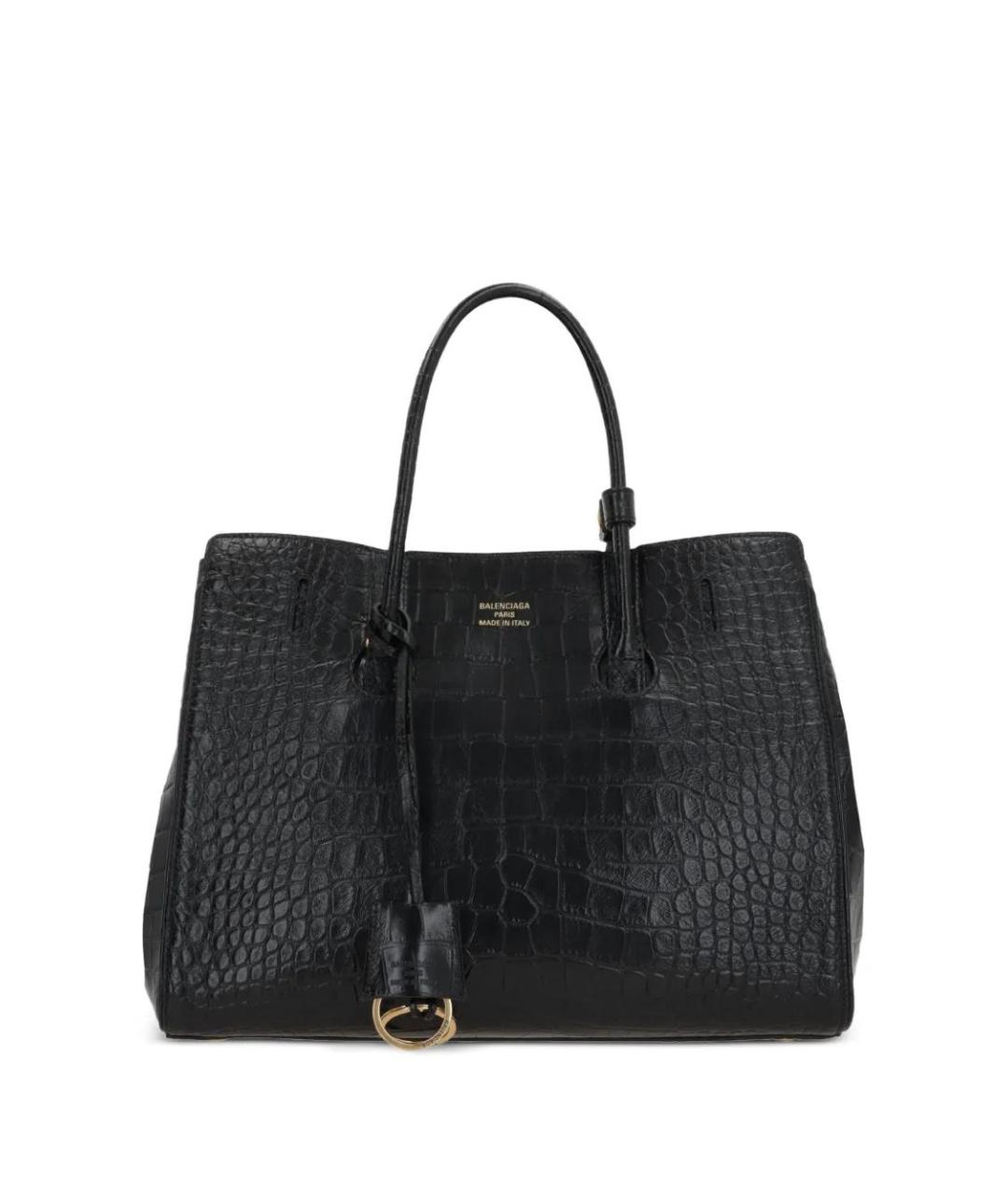 BALENCIAGA Черная кожаная сумка тоут, фото 1
