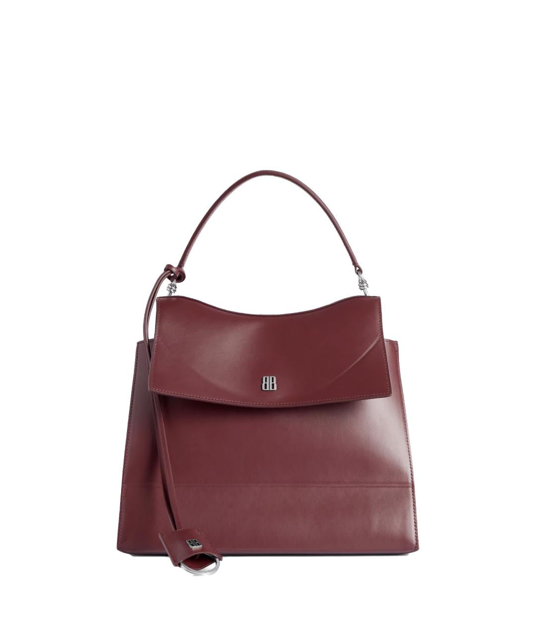 BALENCIAGA Бордовая кожаная сумка через плечо, фото 1