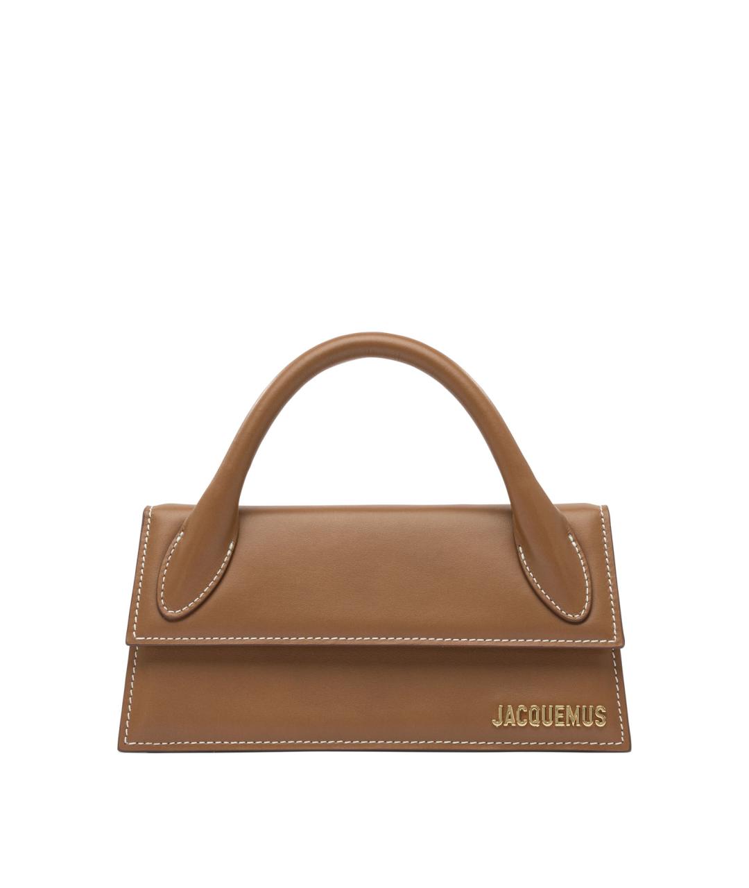 JACQUEMUS Коричневая кожаная сумка с короткими ручками, фото 1