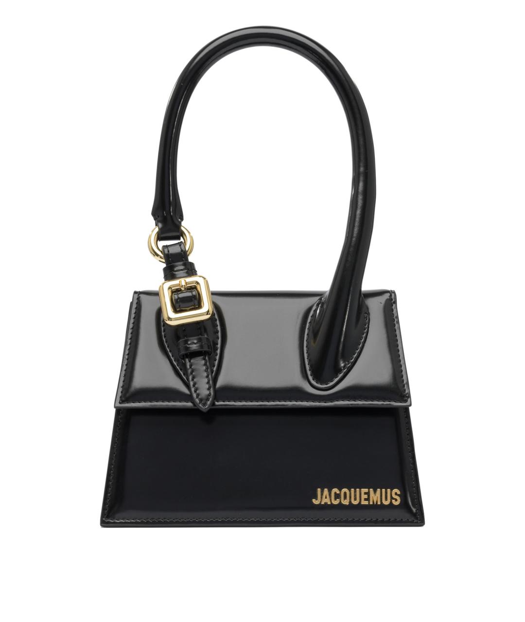 JACQUEMUS Черная кожаная сумка с короткими ручками, фото 1