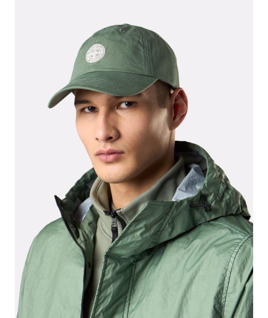 STONE ISLAND Зеленая хлопковая кепка/бейсболка, фото 2