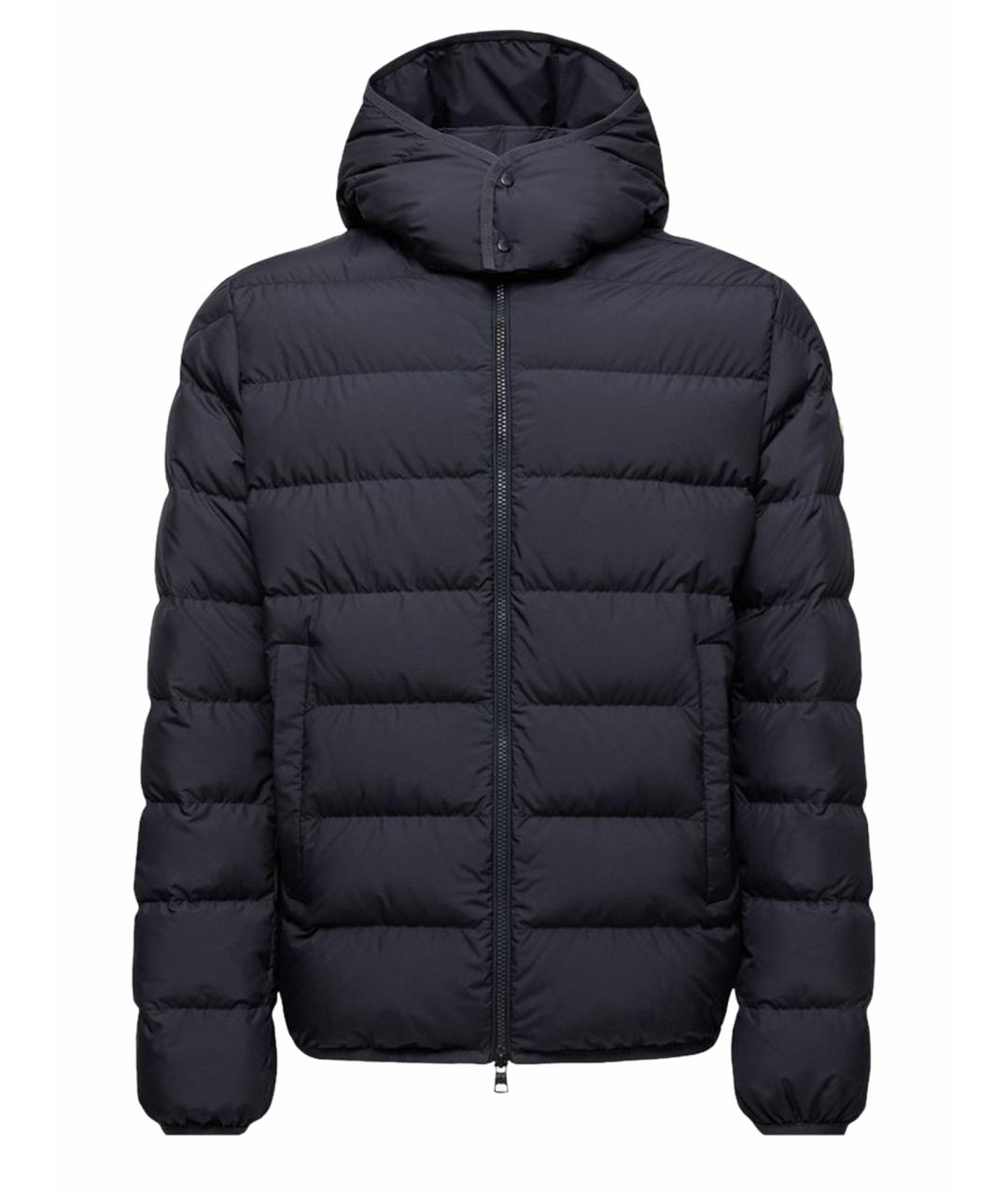 MONCLER Темно-синий полиэстеровый пуховик, фото 1