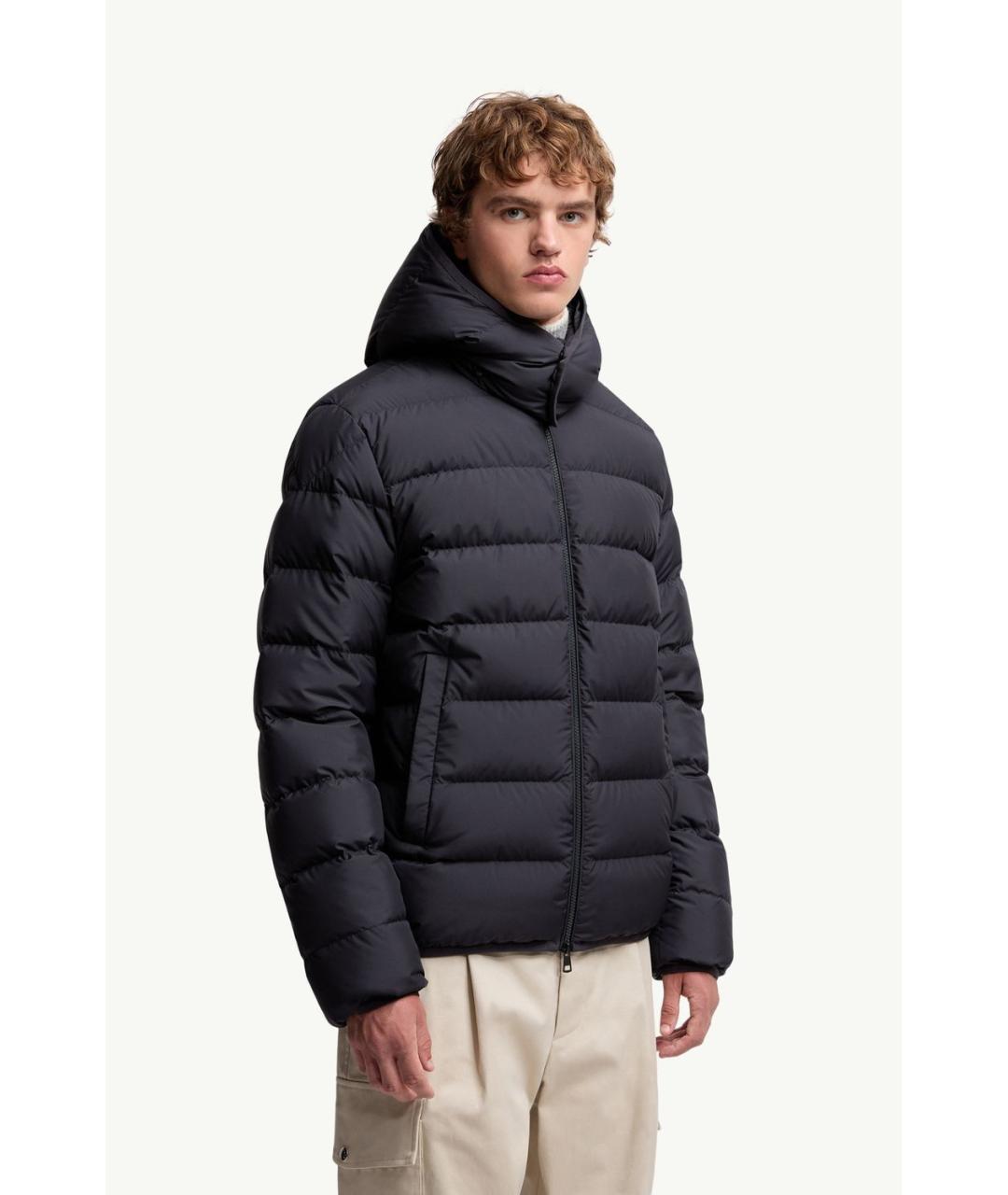 MONCLER Темно-синий полиэстеровый пуховик, фото 3