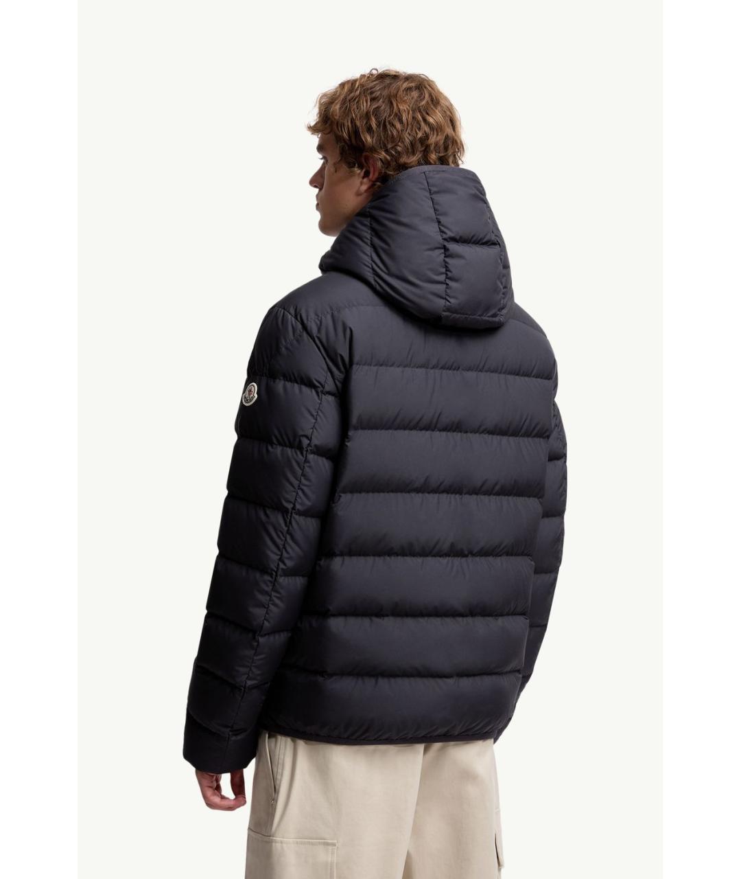 MONCLER Темно-синий полиэстеровый пуховик, фото 5