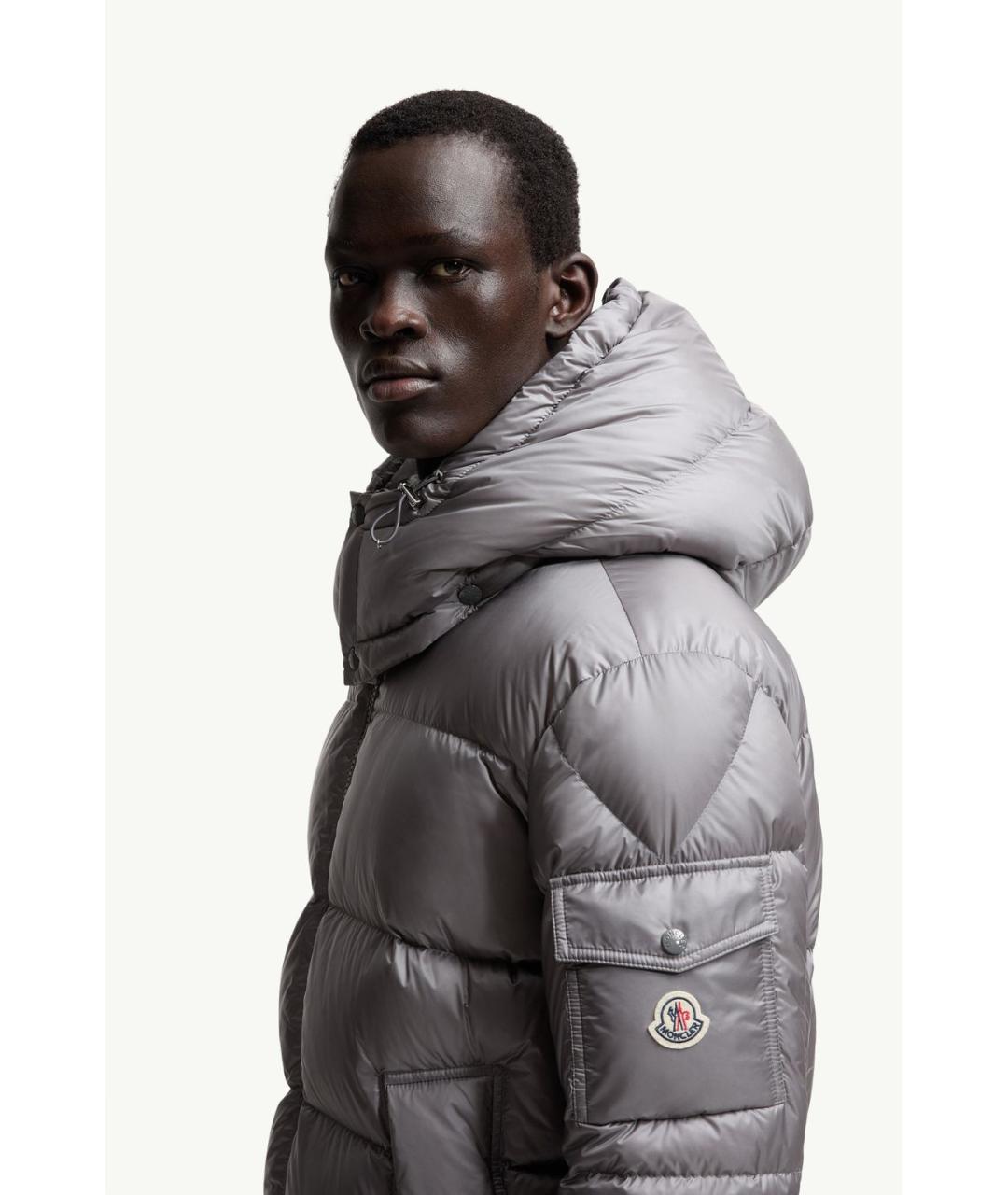 MONCLER Серая полиамидовая куртка, фото 4