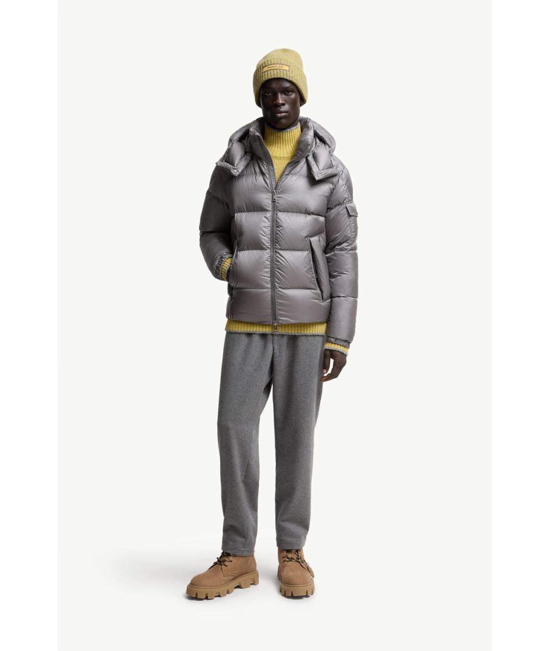 MONCLER Серая полиамидовая куртка, фото 2