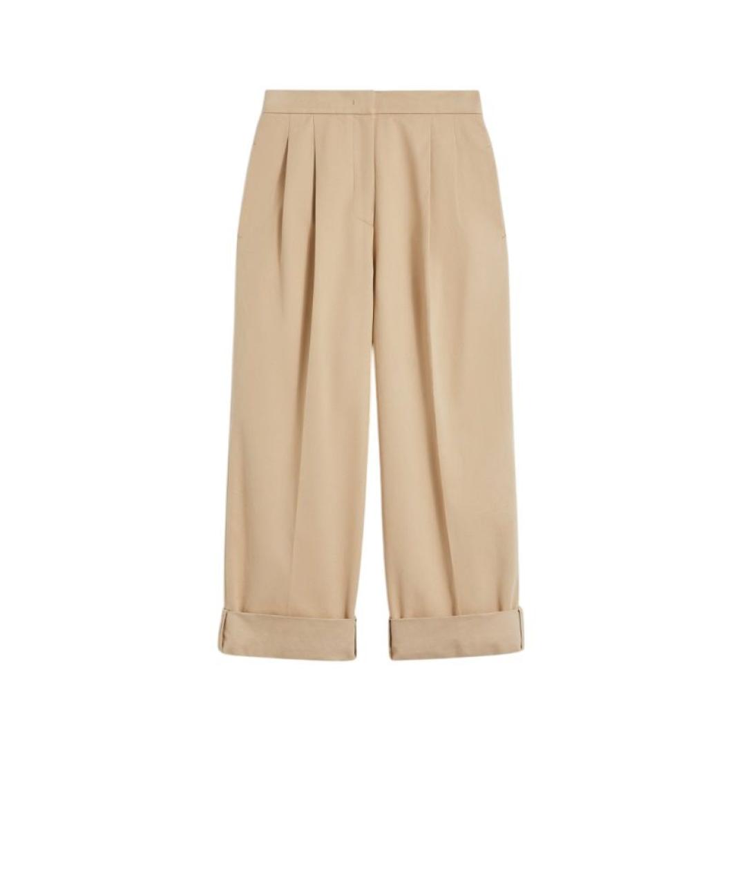 WEEKEND MAX MARA Бежевые хлопковые прямые брюки, фото 1