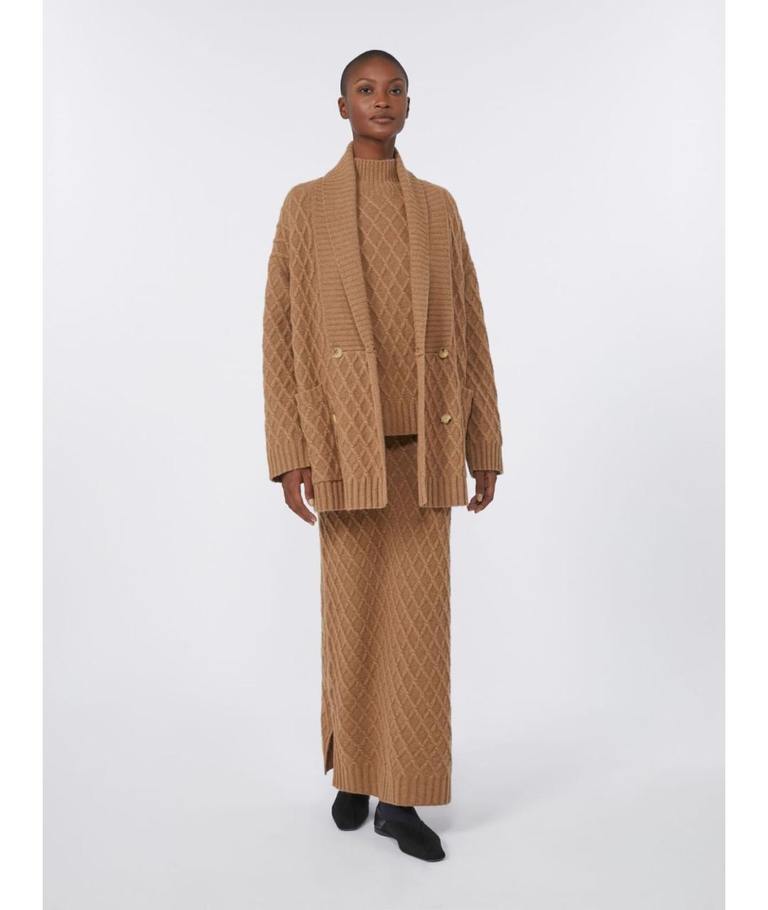 MAX MARA Бежевая шерстяная юбка макси, фото 5