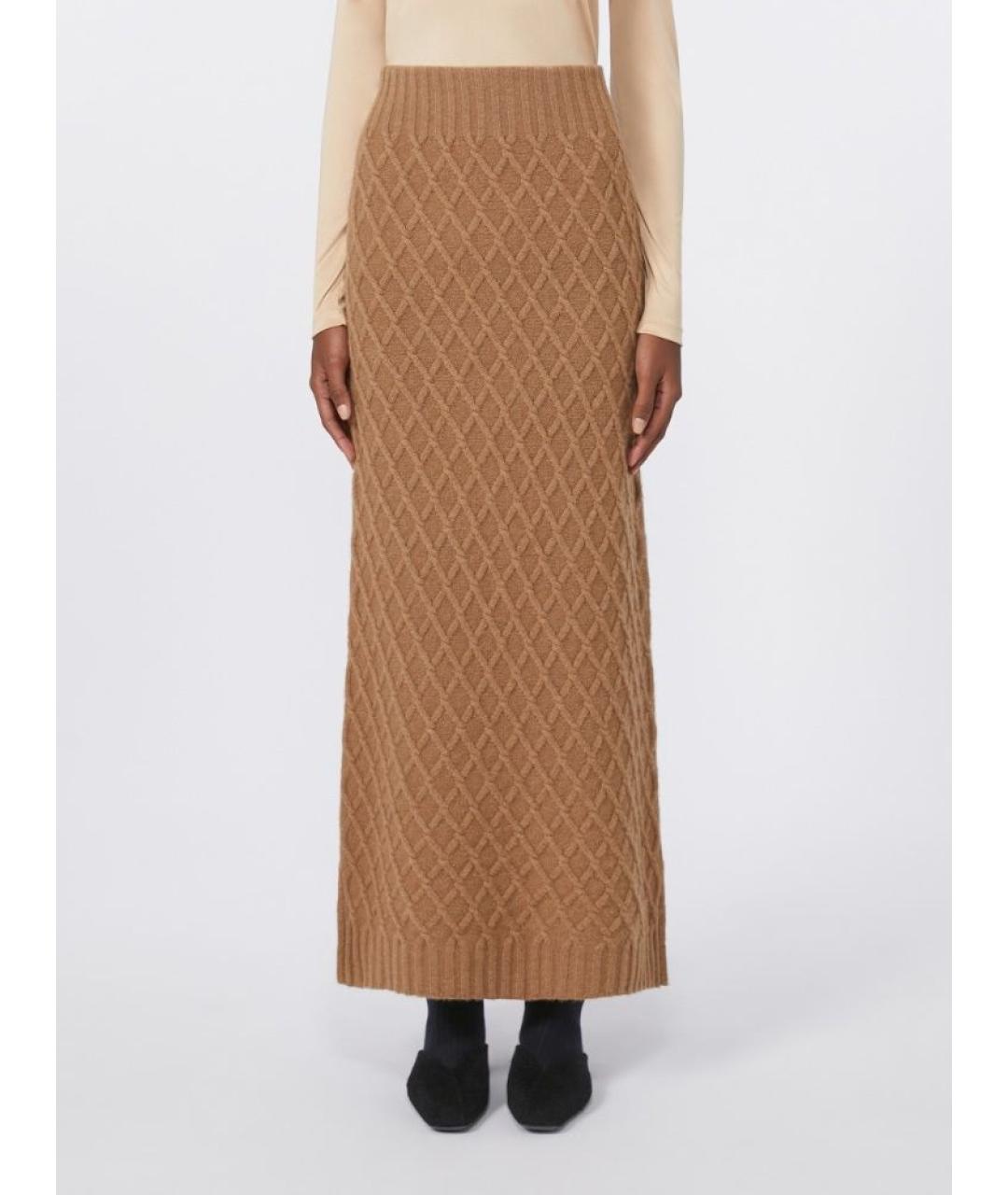 MAX MARA Бежевая шерстяная юбка макси, фото 2