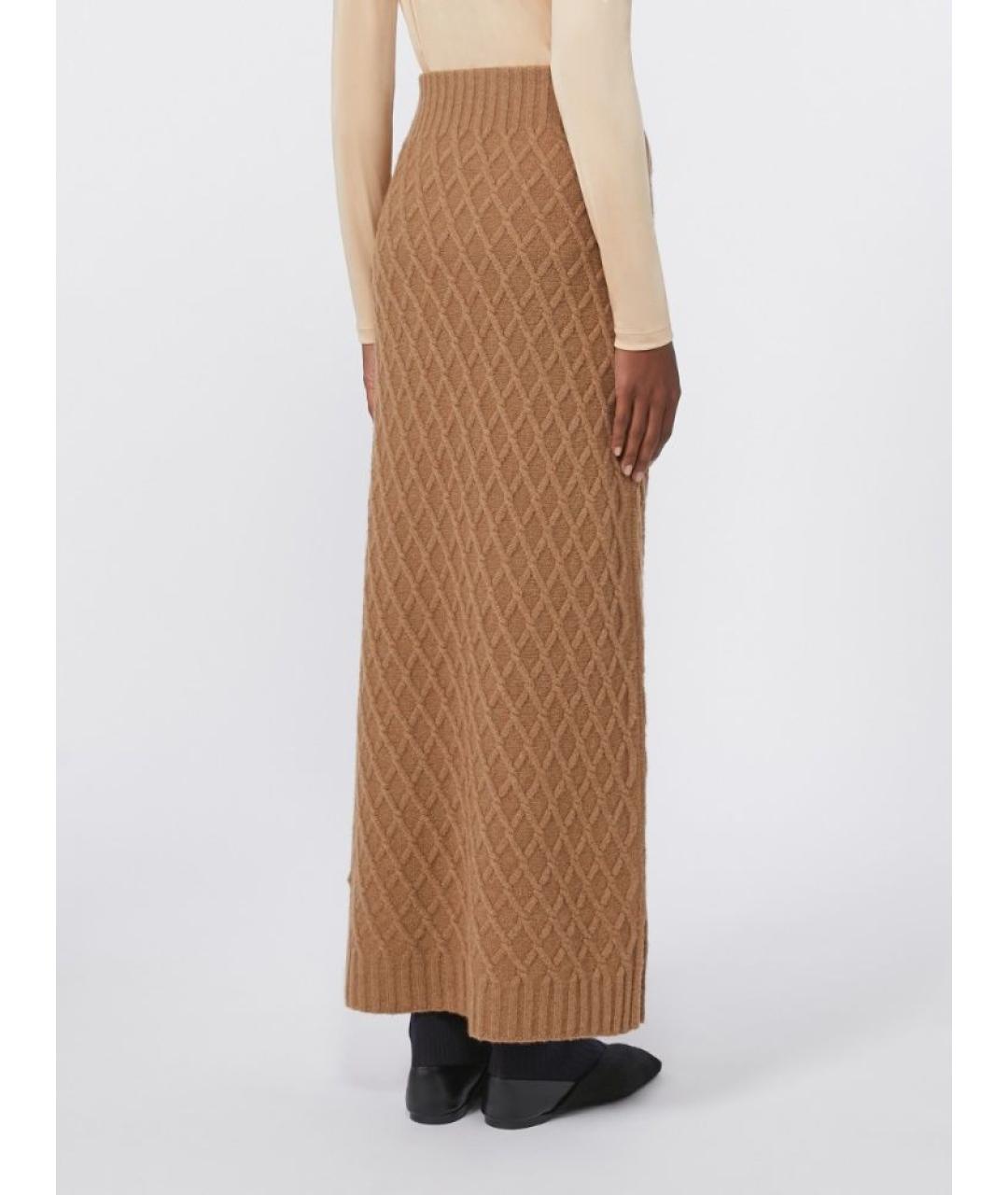MAX MARA Бежевая шерстяная юбка макси, фото 3