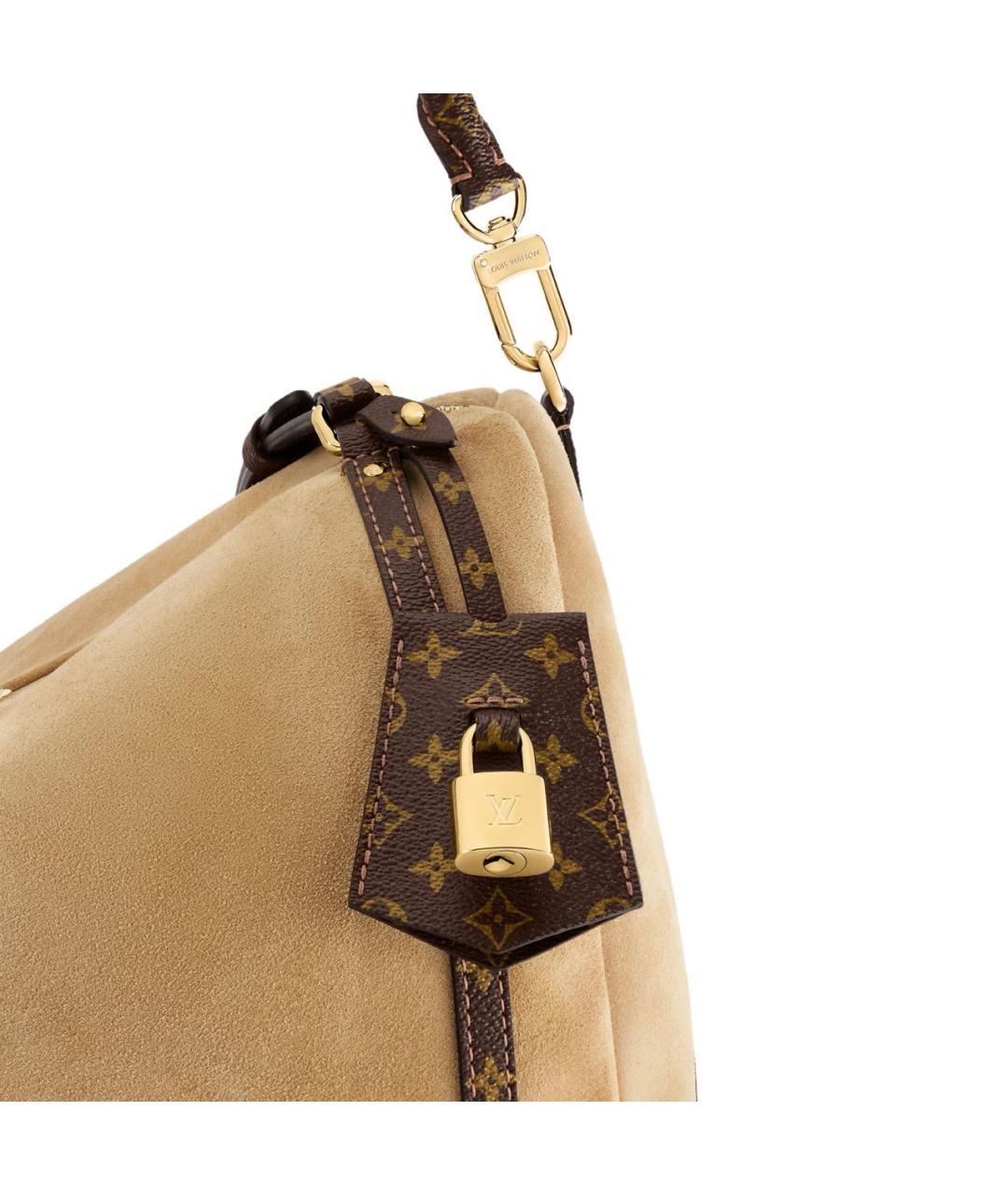 LOUIS VUITTON Коричневая замшевая сумка через плечо, фото 7
