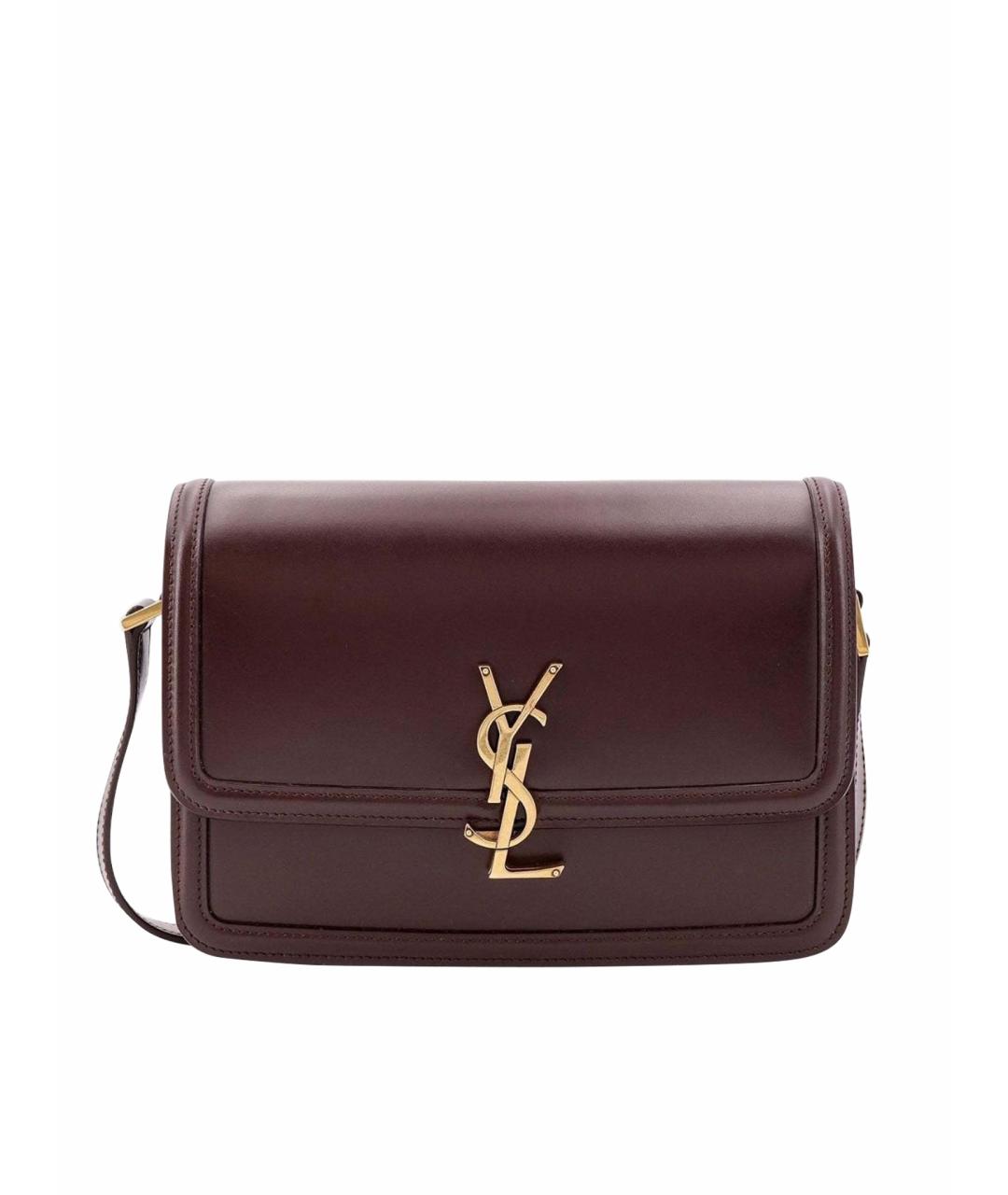 SAINT LAURENT Бордовая кожаная сумка через плечо, фото 1
