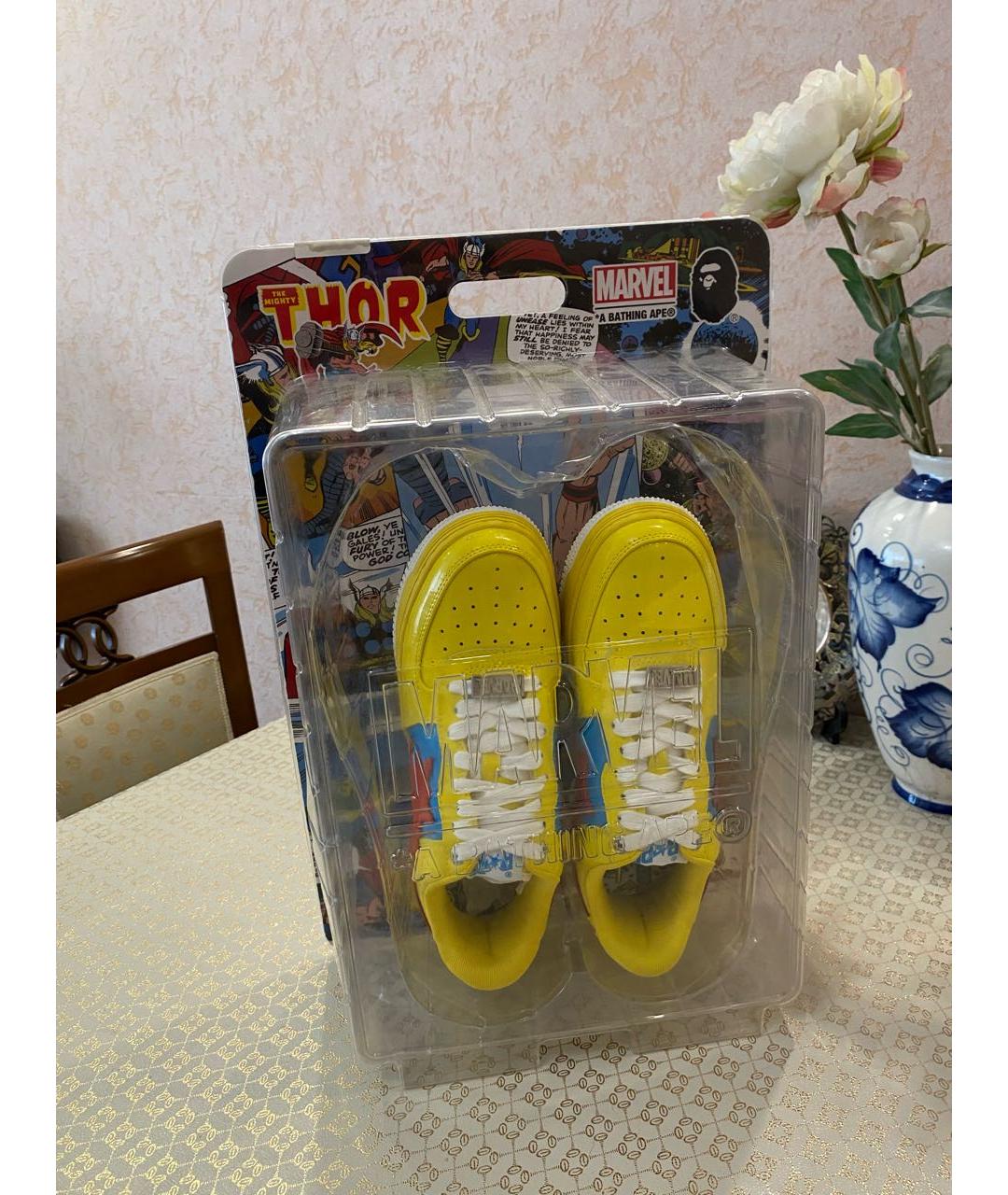 BAPE Желтые низкие кроссовки / кеды из лакированной кожи, фото 3