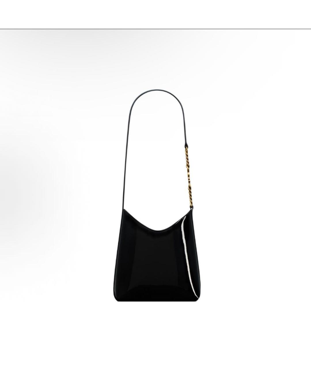 SAINT LAURENT Черная сумка через плечо из лакированной кожи, фото 3
