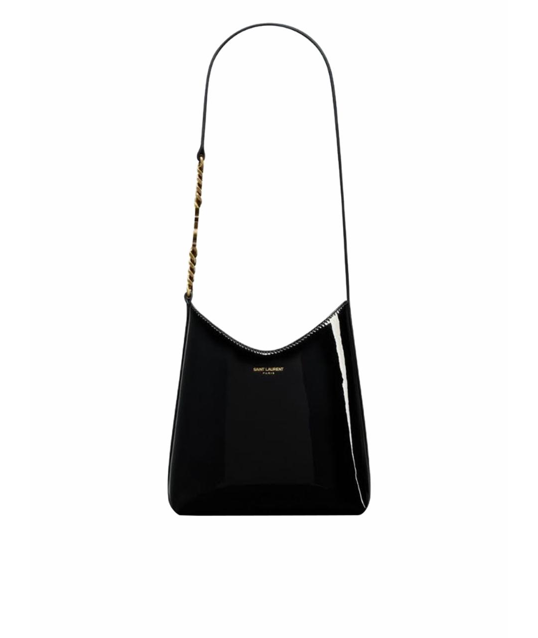 SAINT LAURENT Черная сумка через плечо из лакированной кожи, фото 1