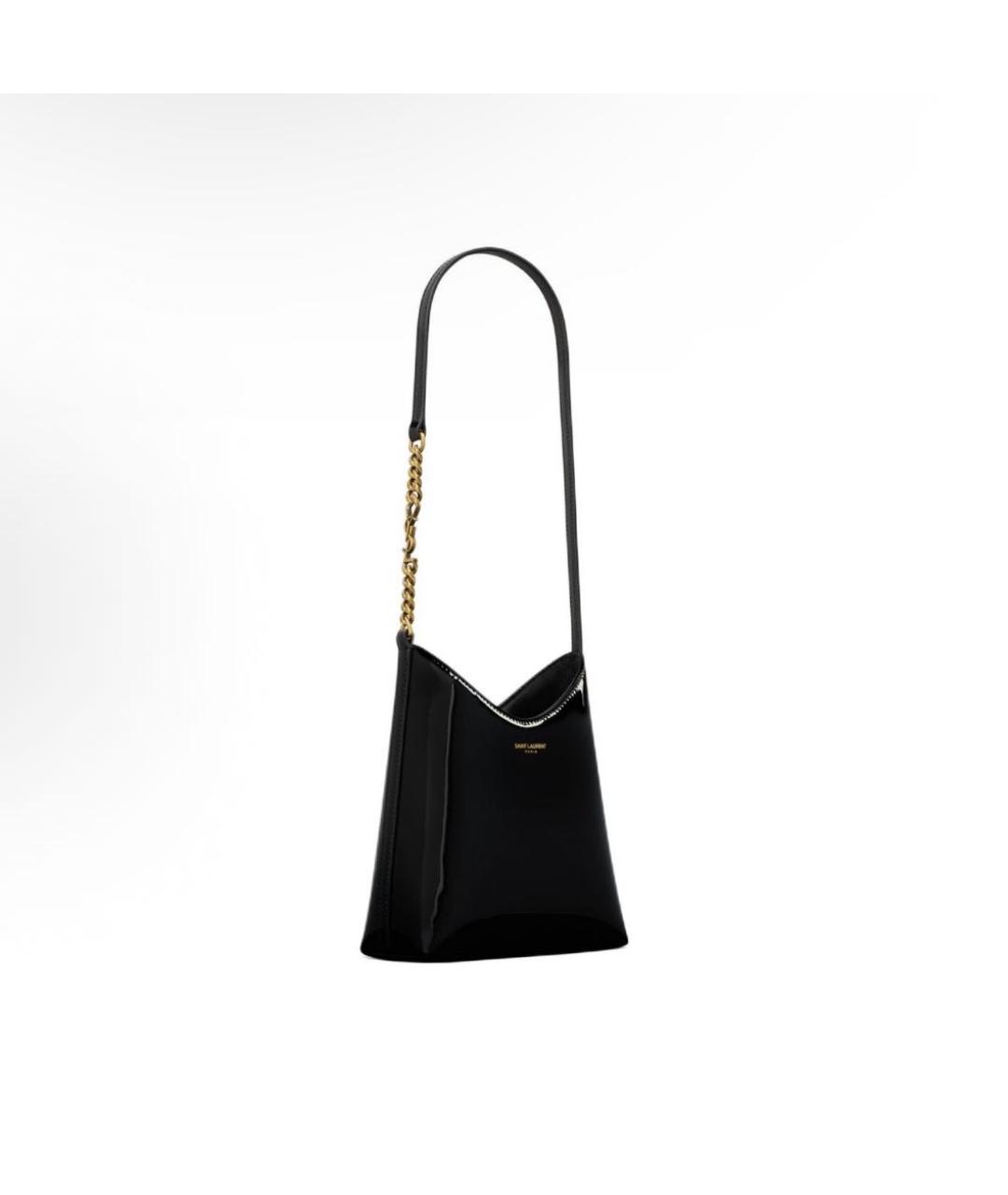 SAINT LAURENT Черная сумка через плечо из лакированной кожи, фото 2