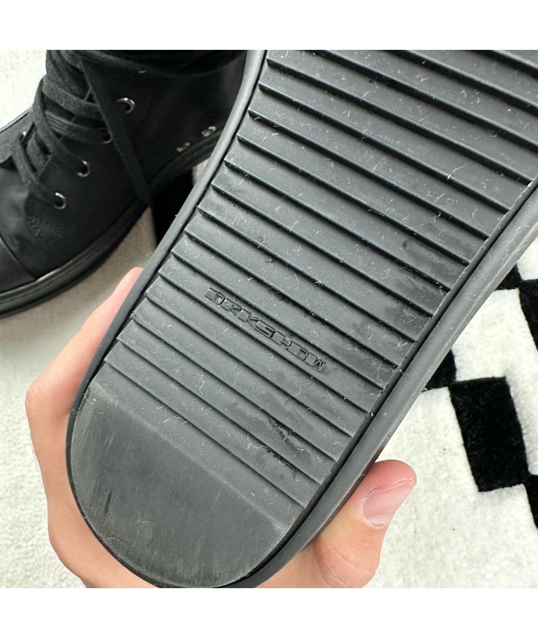 RICK OWENS DRKSHDW Черные кожаные высокие кроссовки / кеды, фото 4
