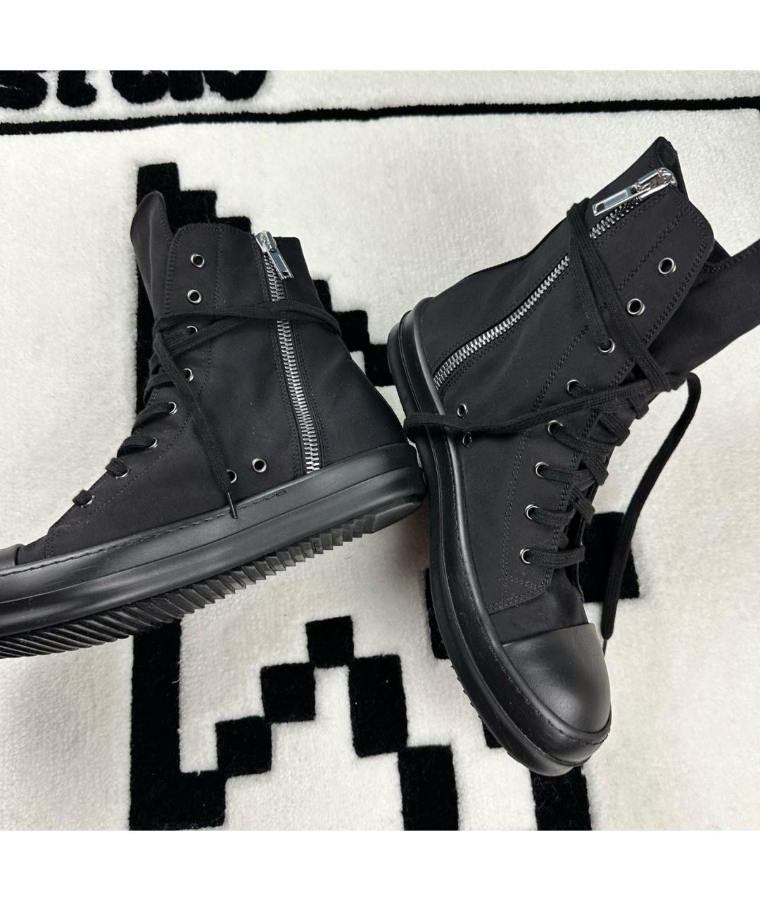 RICK OWENS DRKSHDW Черные кожаные высокие кроссовки / кеды, фото 3