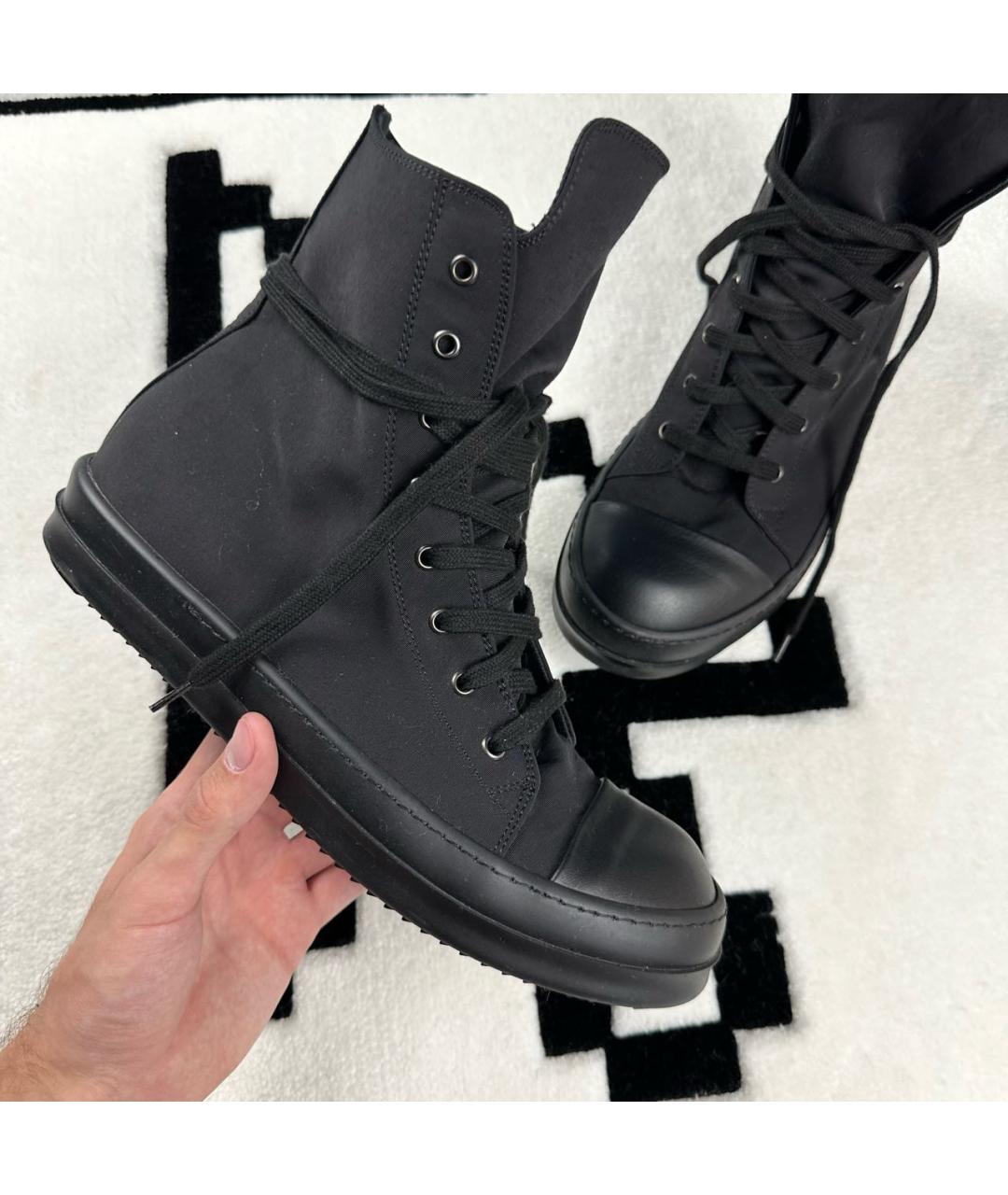RICK OWENS DRKSHDW Черные кожаные высокие кроссовки / кеды, фото 9