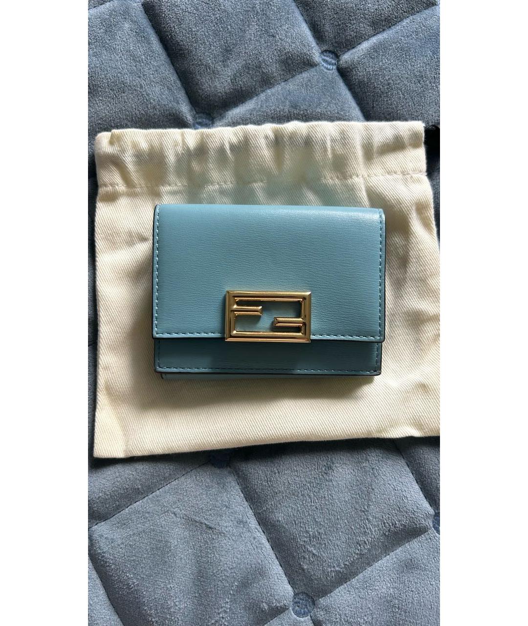 FENDI Голубой кожаный кошелек, фото 9