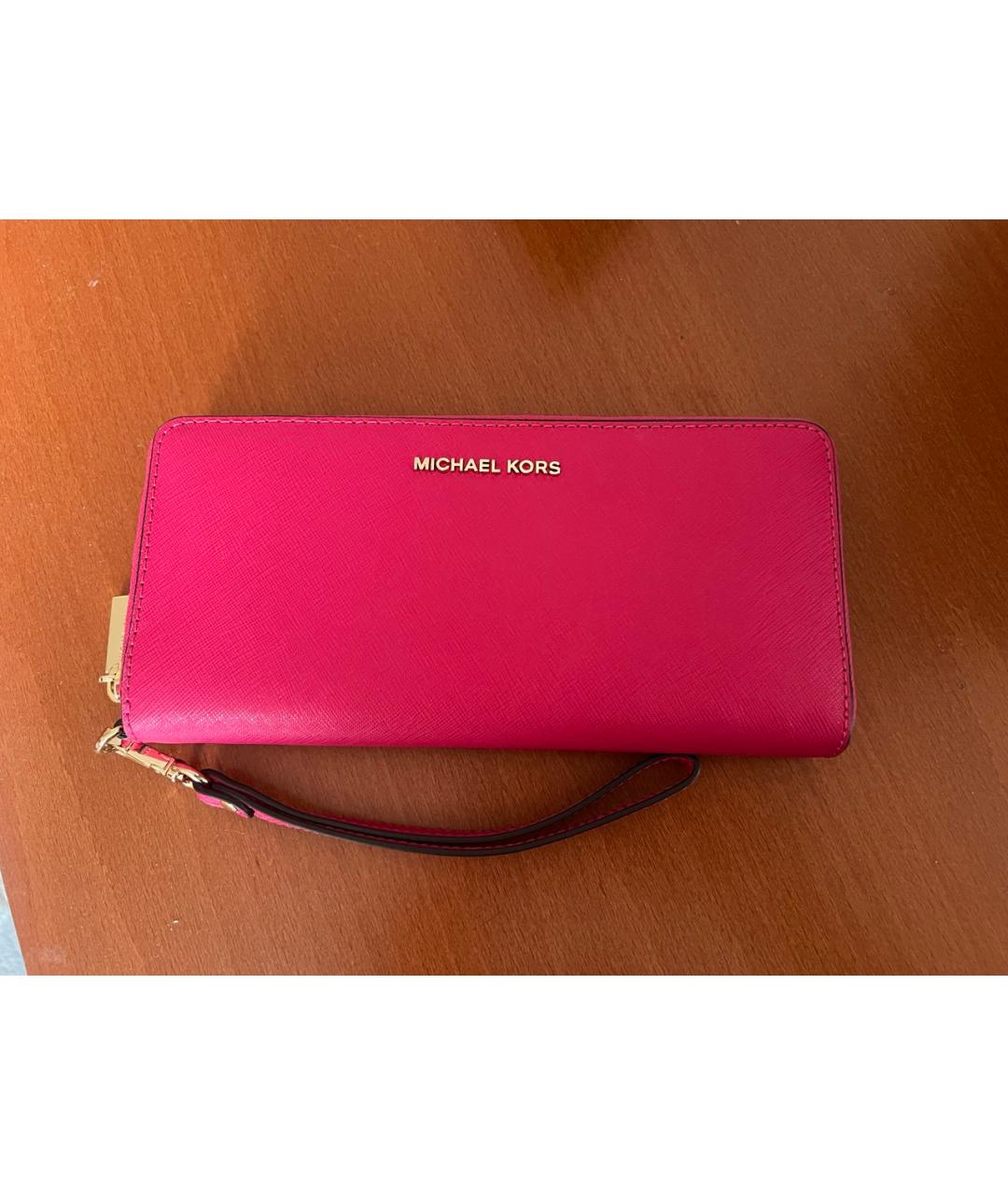 MICHAEL KORS Розовый кожаный кошелек, фото 4
