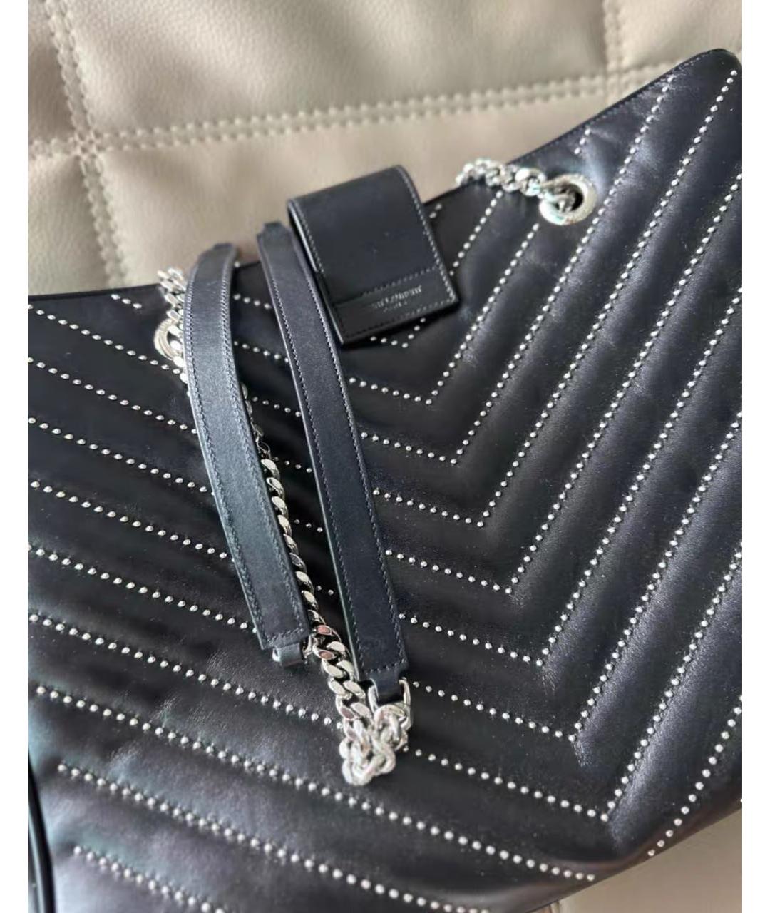 SAINT LAURENT Черная кожаная сумка тоут, фото 5