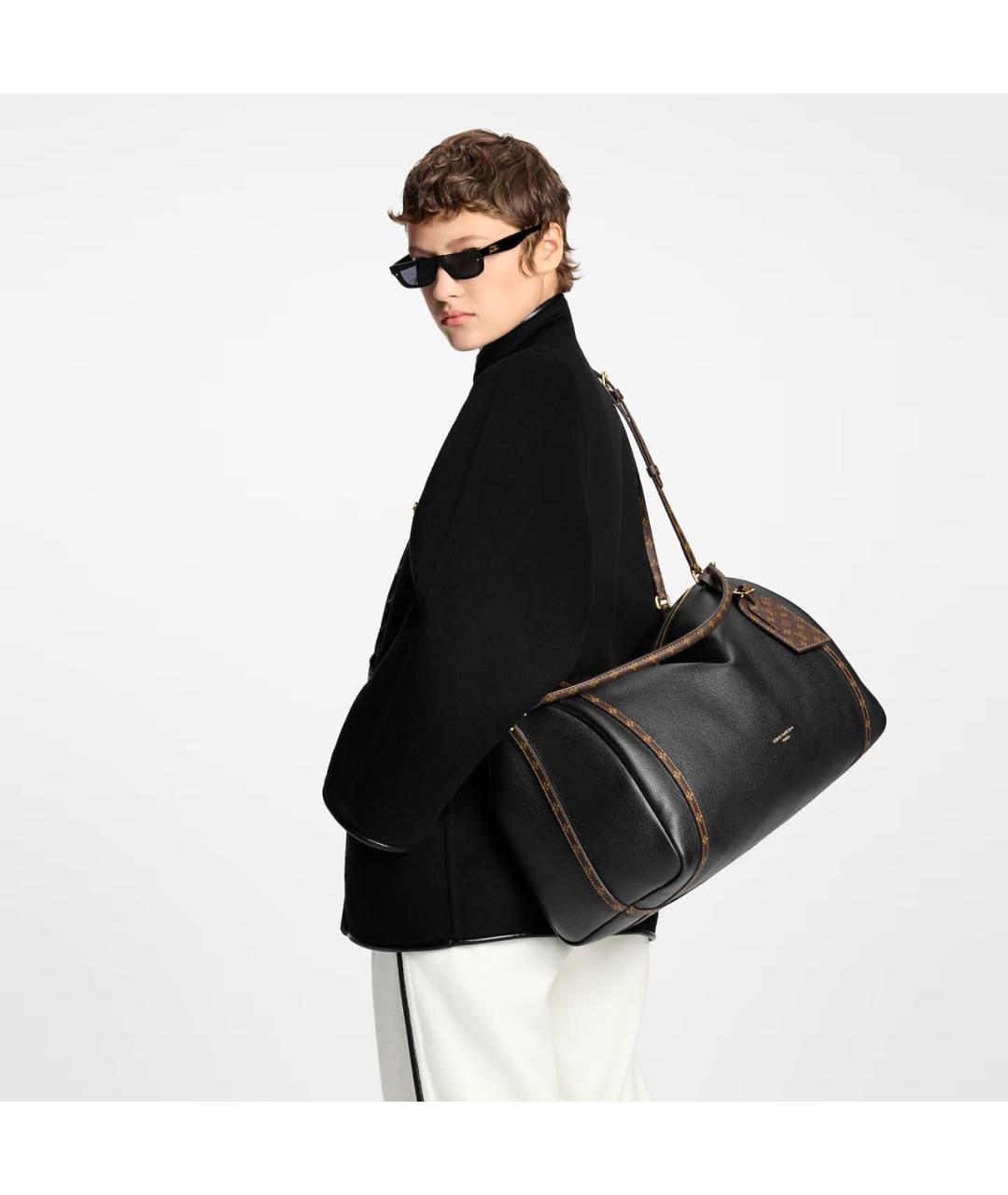 LOUIS VUITTON Черная кожаная сумка через плечо, фото 7
