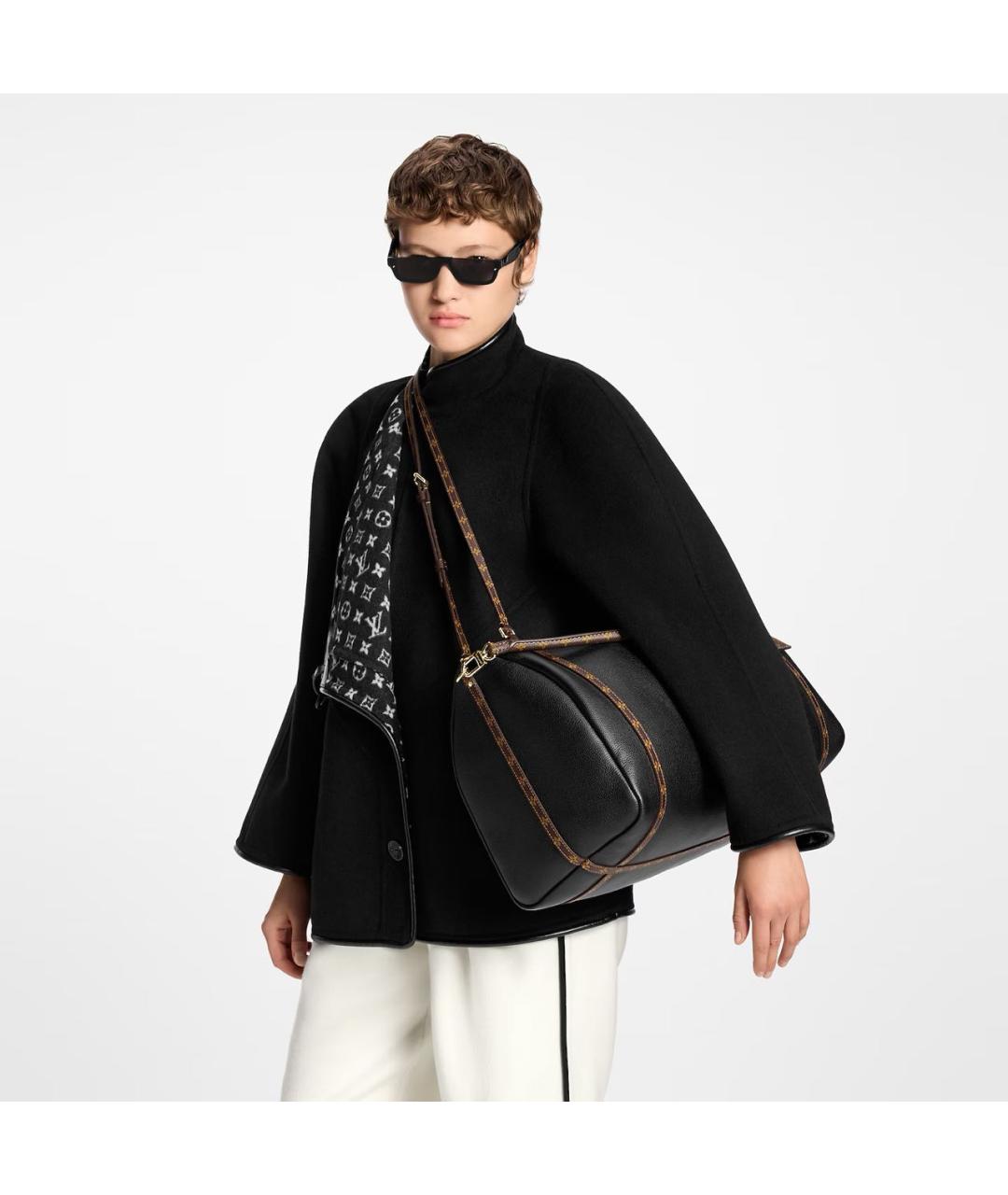 LOUIS VUITTON Черная кожаная сумка через плечо, фото 2