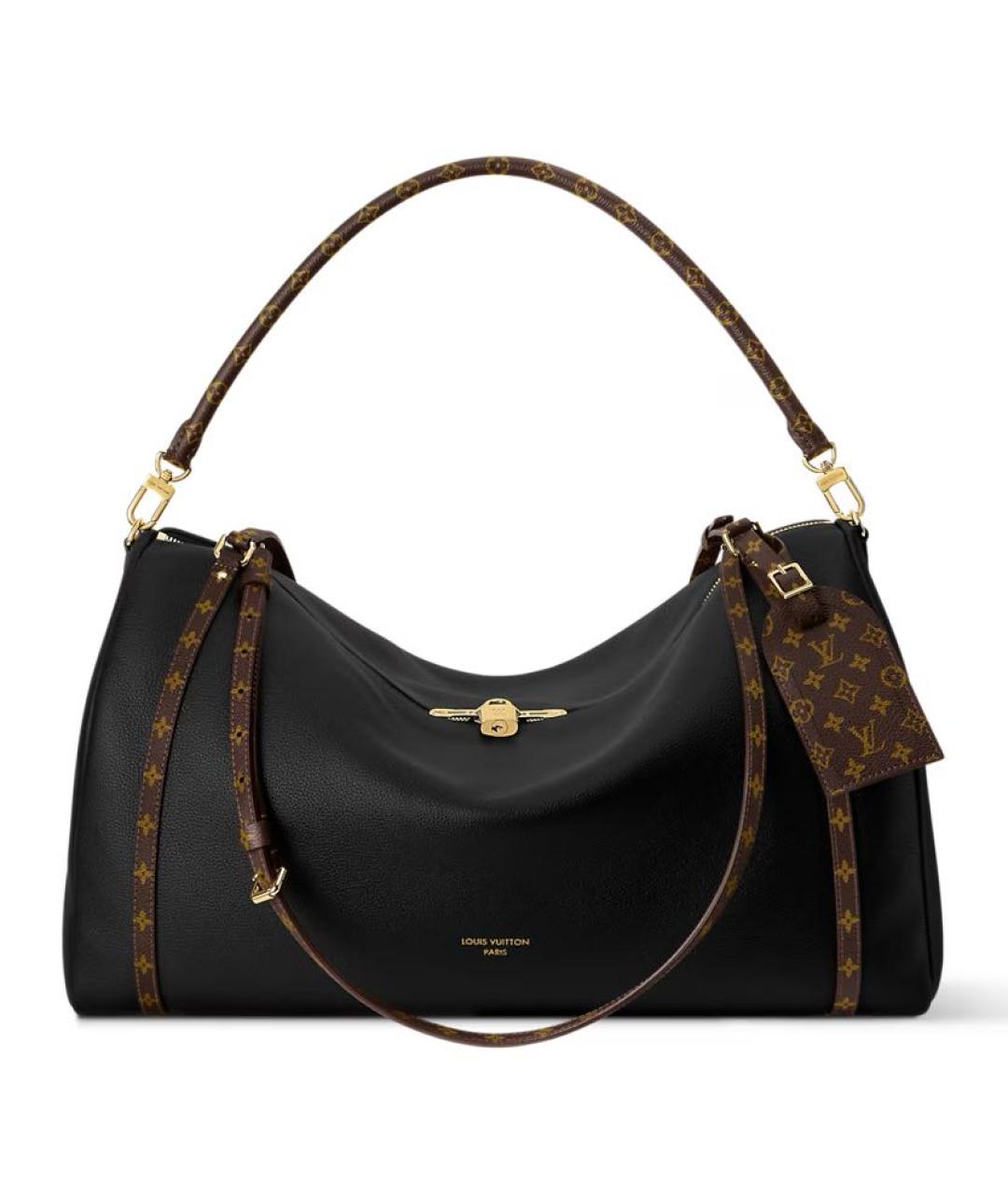 LOUIS VUITTON Черная кожаная сумка через плечо, фото 8
