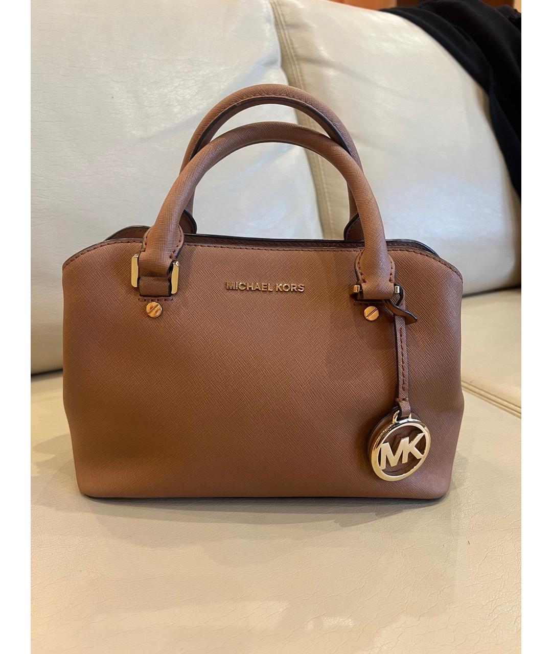 MICHAEL KORS Коричневая кожаная сумка с короткими ручками, фото 5