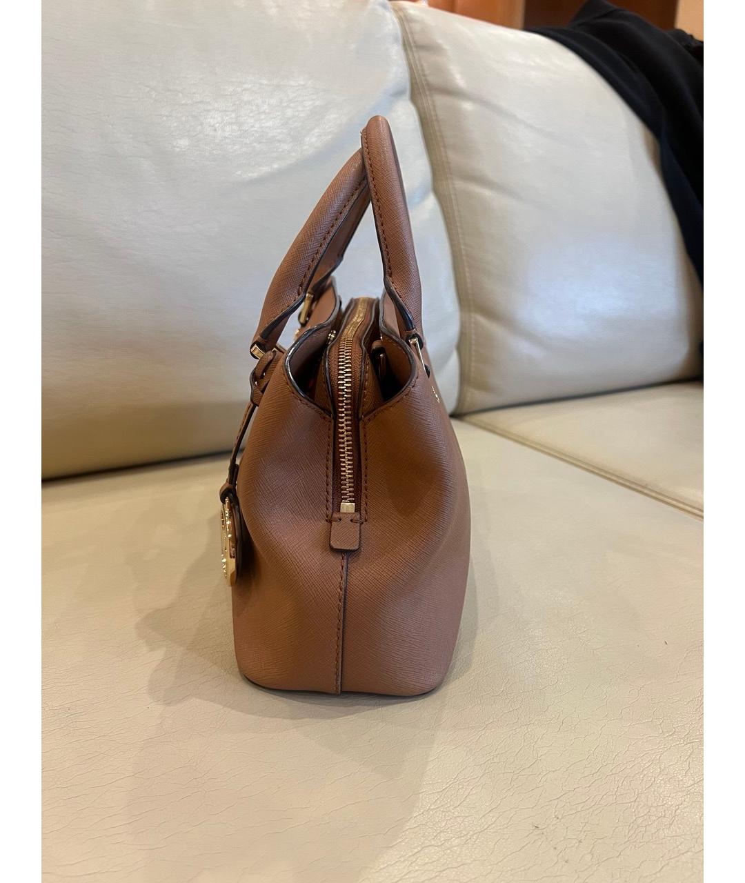 MICHAEL KORS Коричневая кожаная сумка с короткими ручками, фото 3