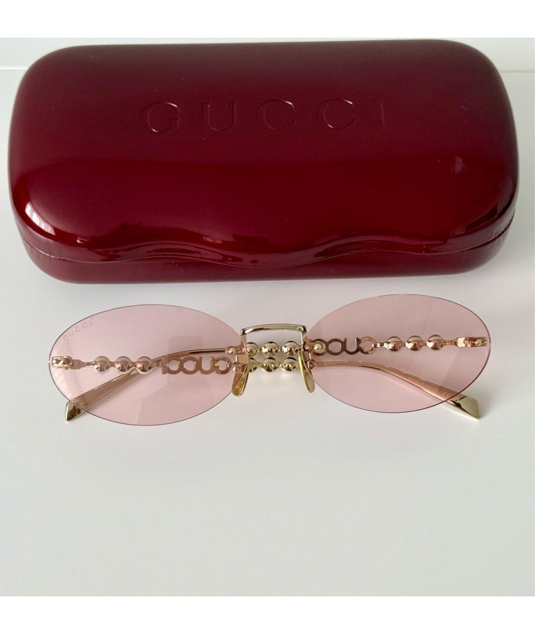 GUCCI Розовые металлические солнцезащитные очки, фото 2
